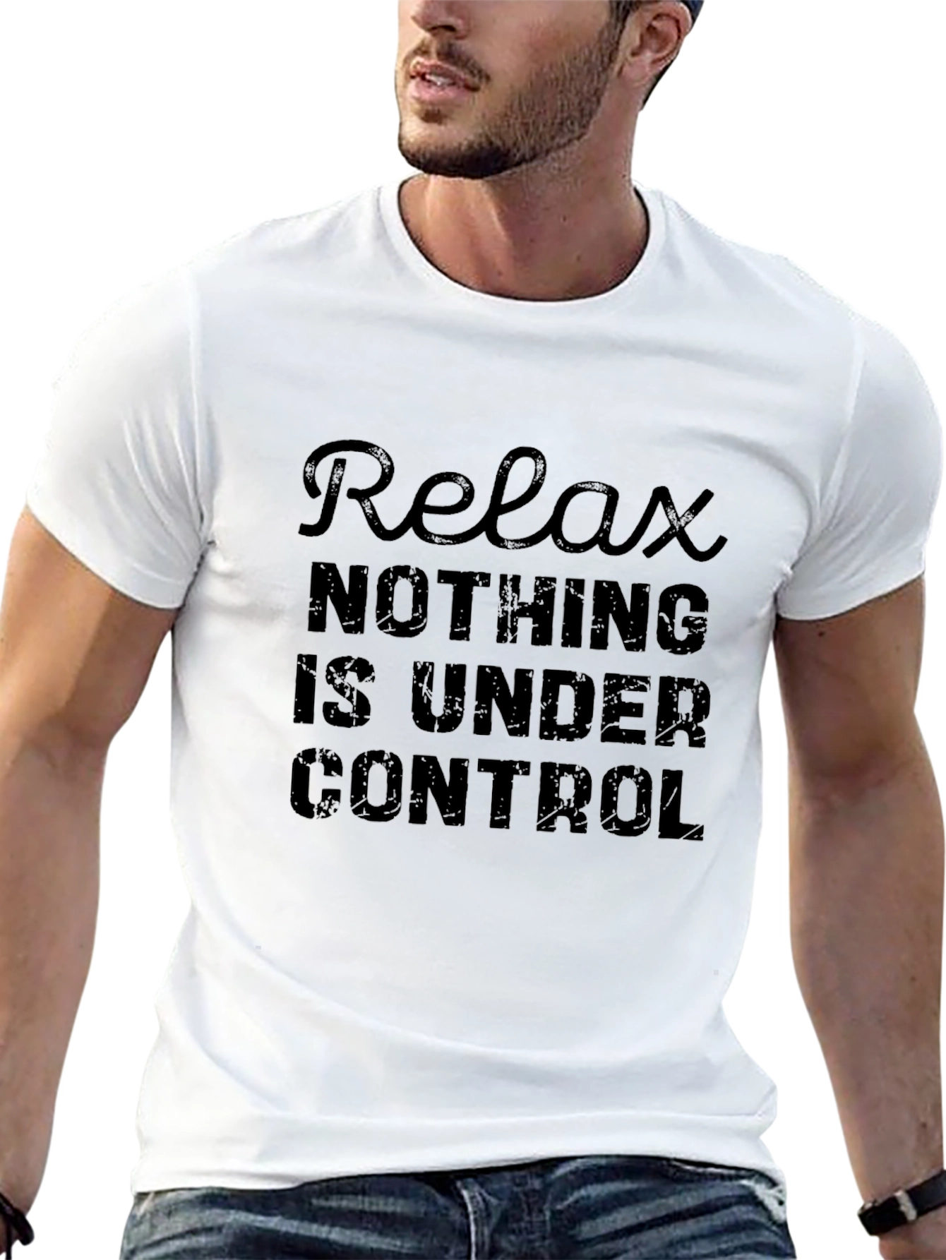 Relax Nothing Is Under Control Mens Black T-Shirt