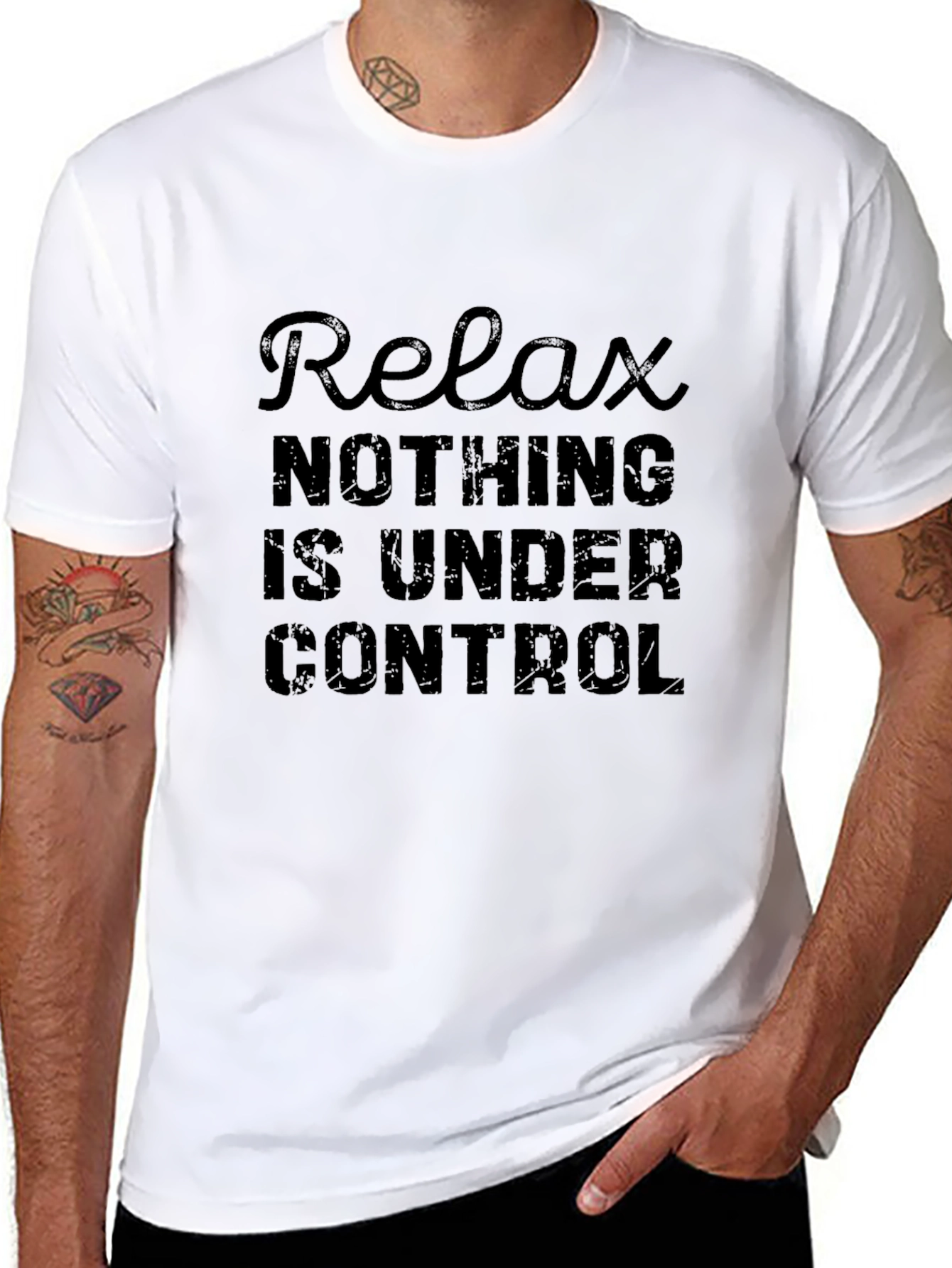Relax Nothing Is Under Control Mens Black T-Shirt