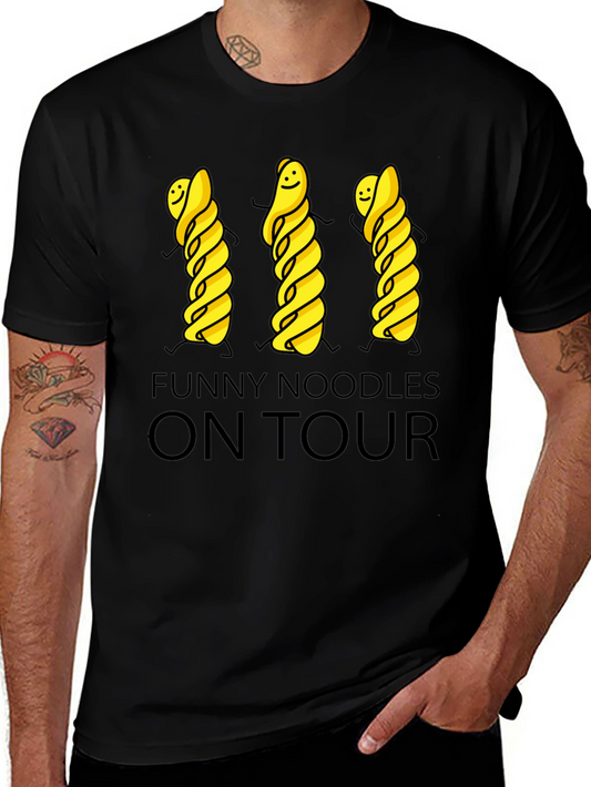 Funny Noodles On Tour Black T-Shirt