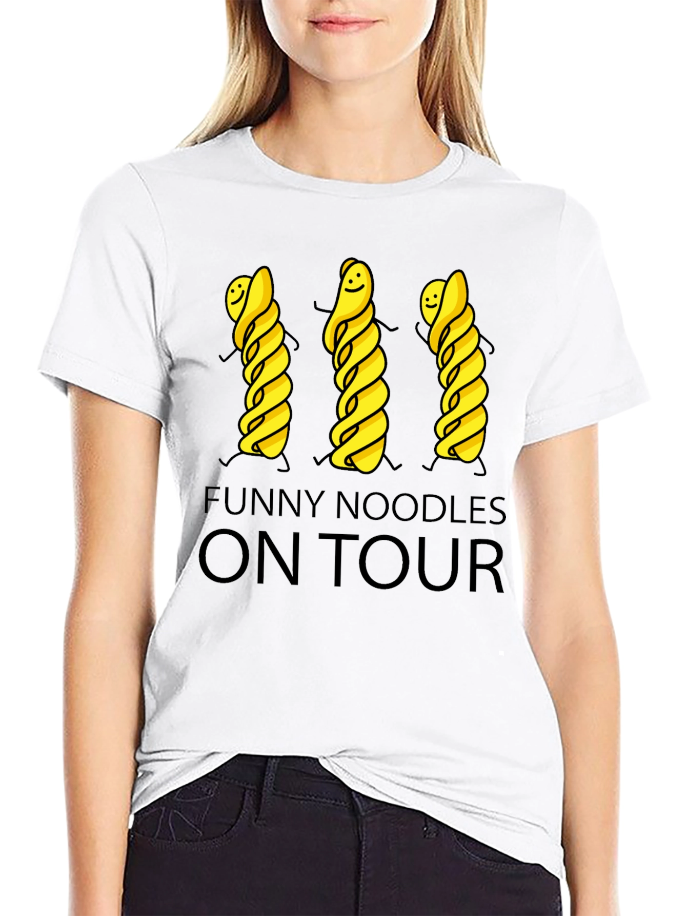 Funny Noodles On Tour Black T-Shirt