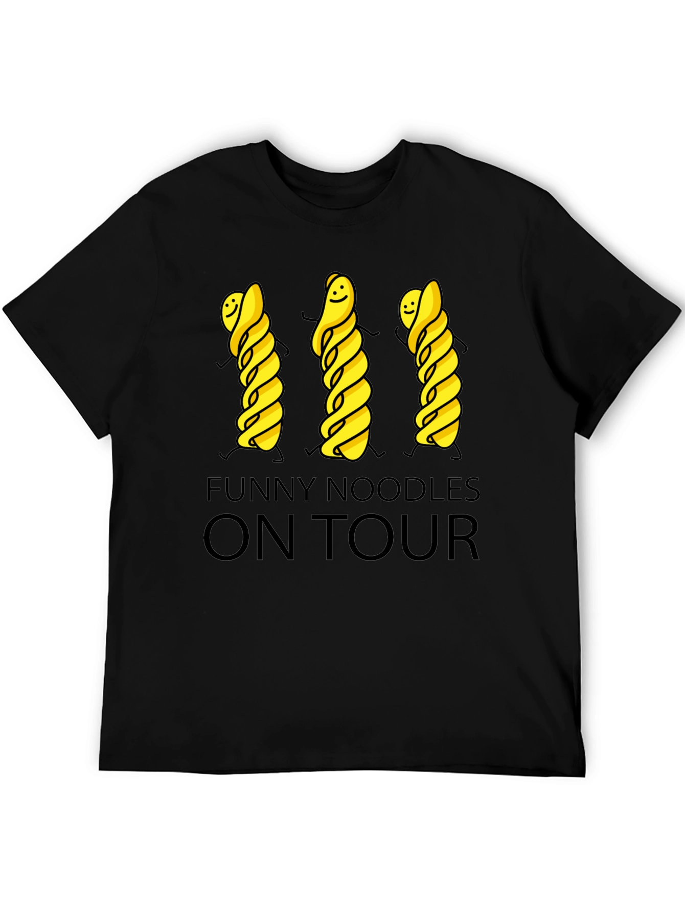 Funny Noodles On Tour Black T-Shirt