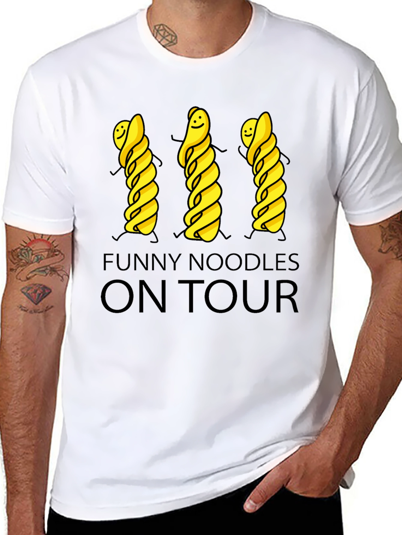 Funny Noodles On Tour Black T-Shirt