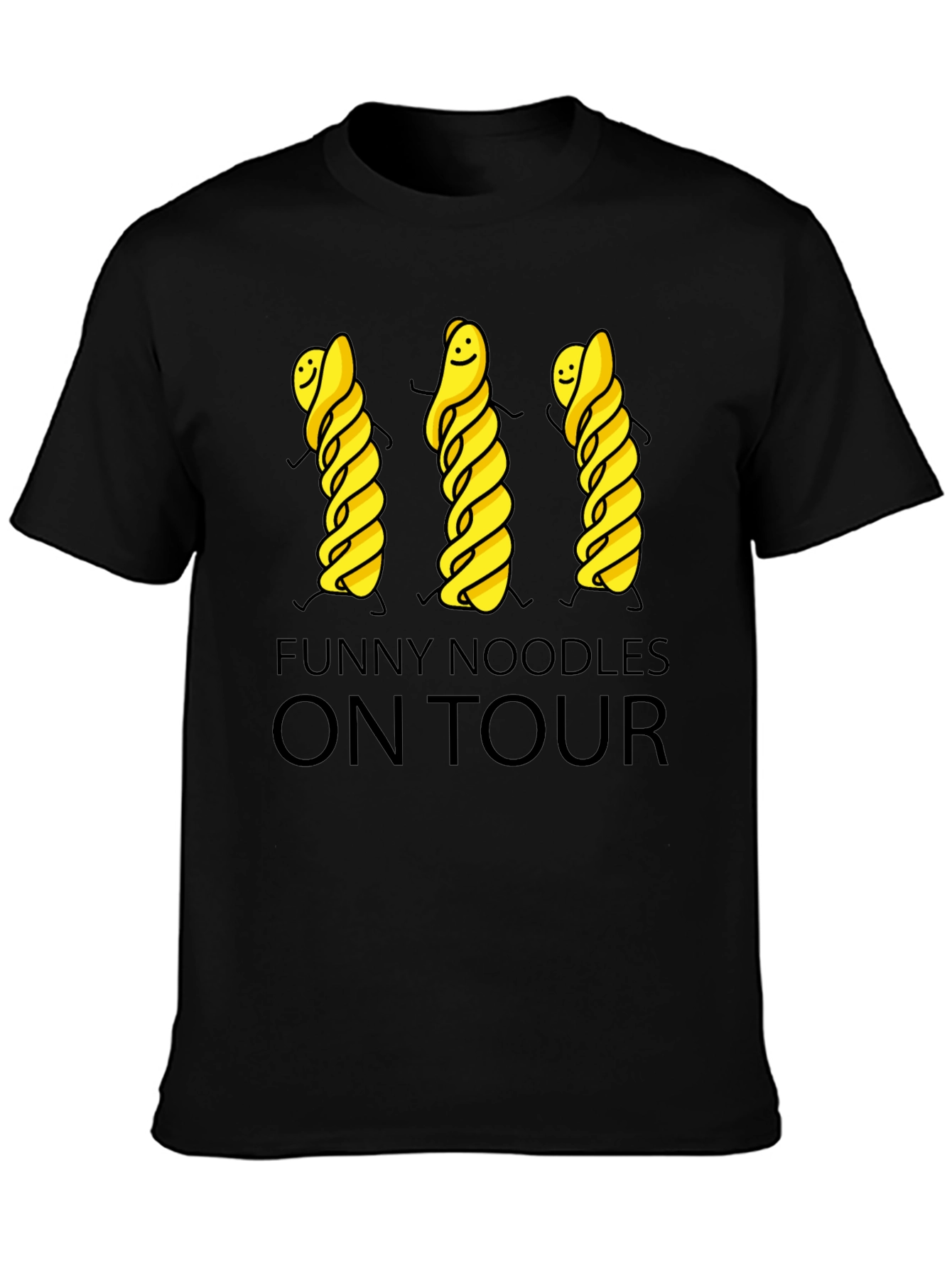 Funny Noodles On Tour Black T-Shirt