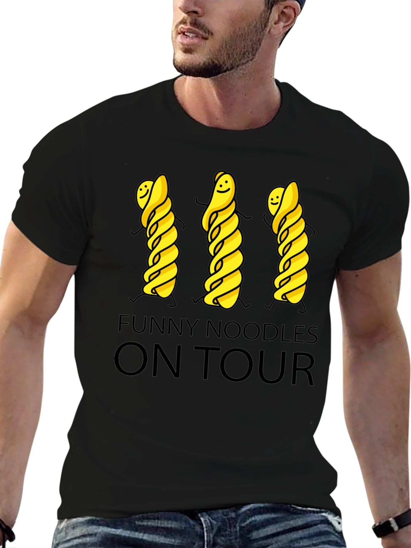 Funny Noodles On Tour Black T-Shirt