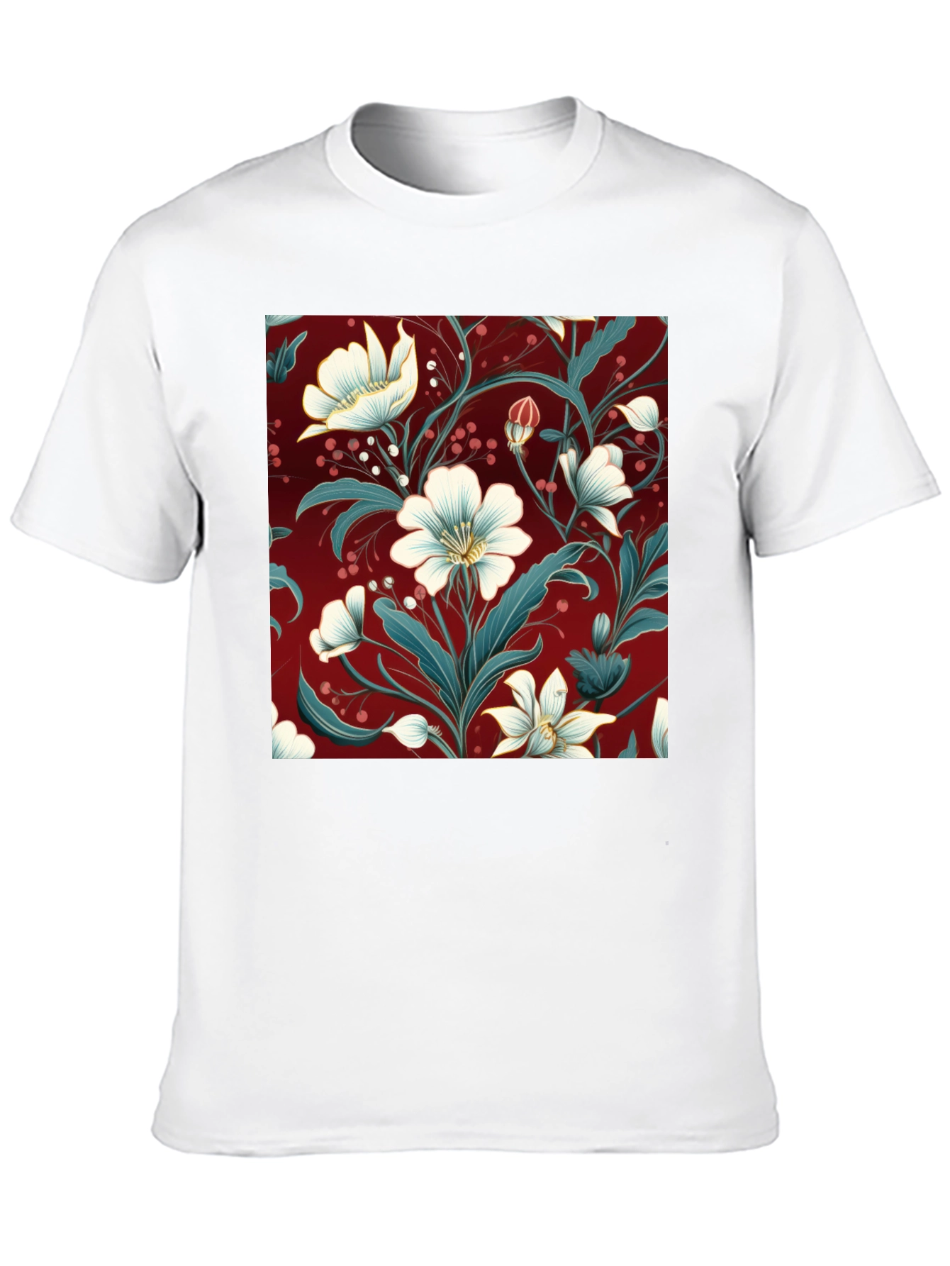 Floral Print Black T-Shirt - Stylish Botanical Design