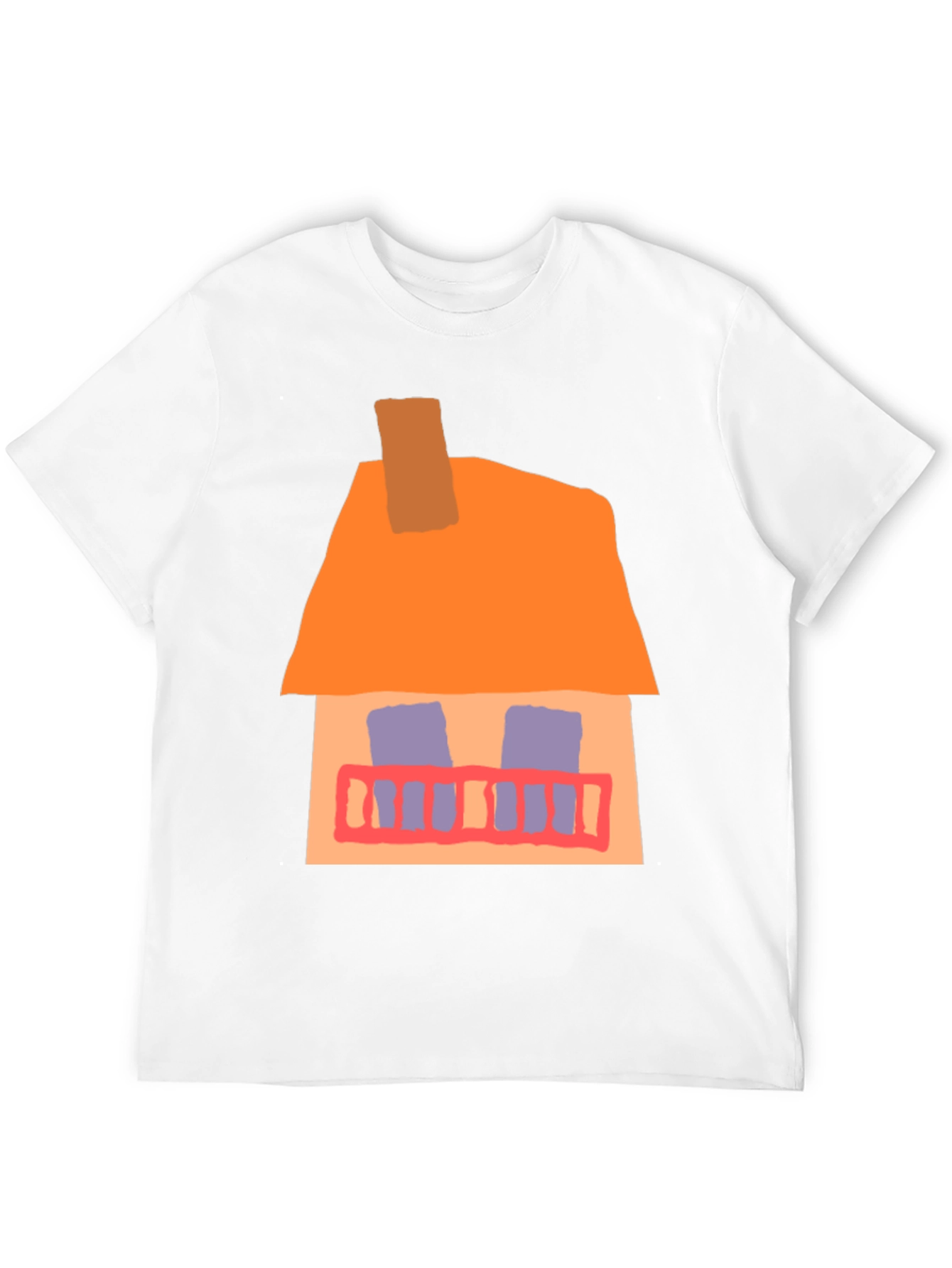 Whimsical House Graphic Tee - Black Cotton Casual T-Shirt