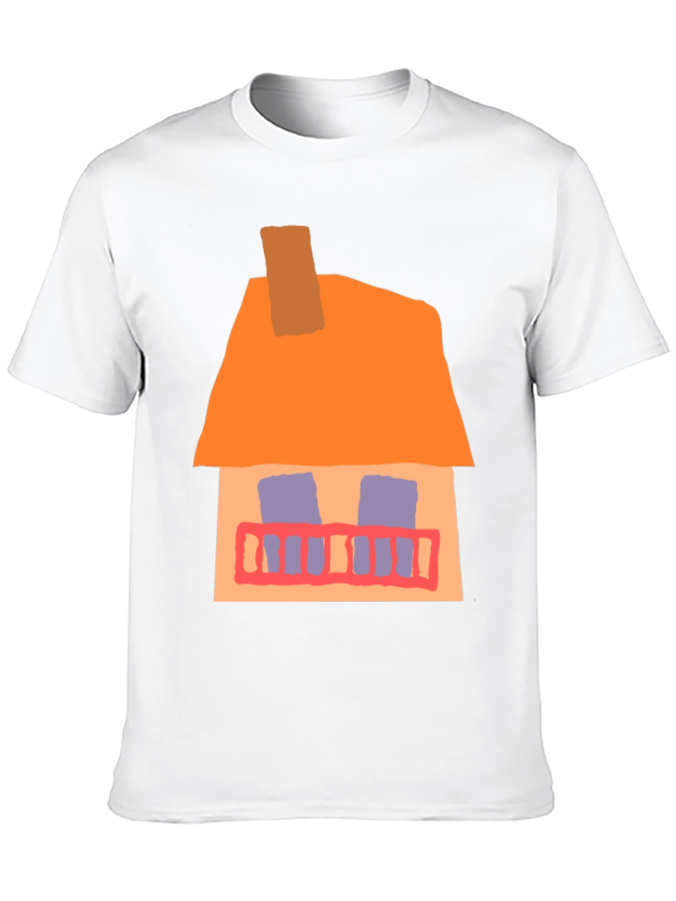 Whimsical House Graphic Tee - Black Cotton Casual T-Shirt
