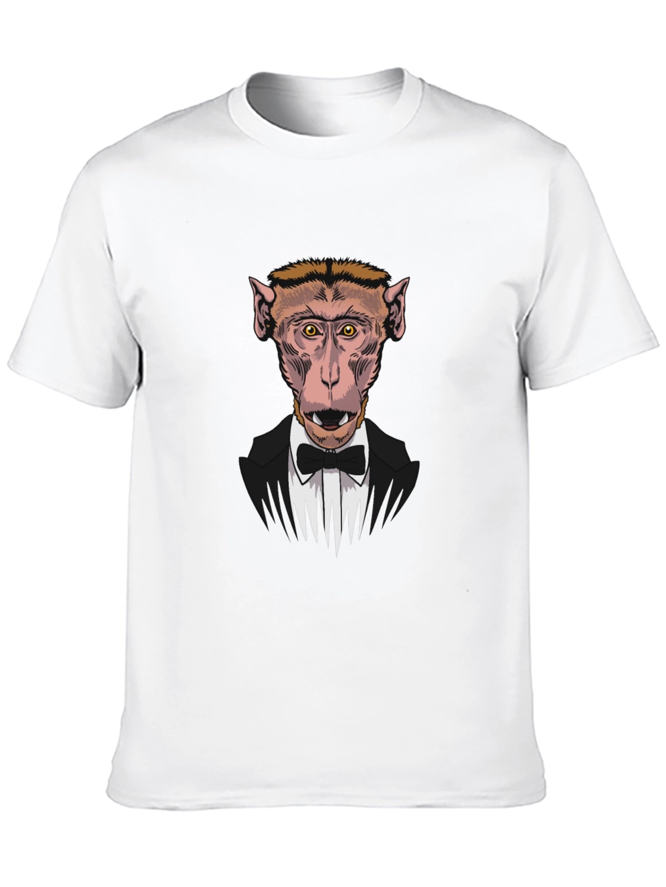 Monkey Tuxedo Graphic T-Shirt - Black Crew Neck Tee