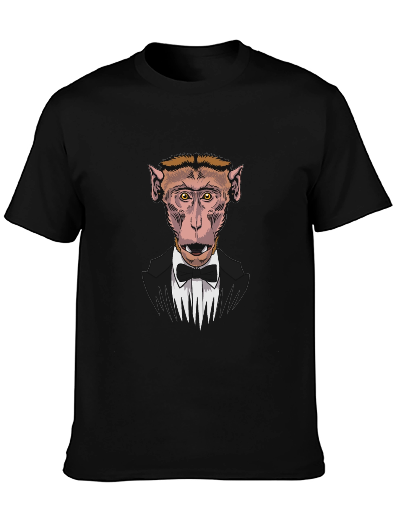 Monkey Tuxedo Graphic T-Shirt - Black Crew Neck Tee