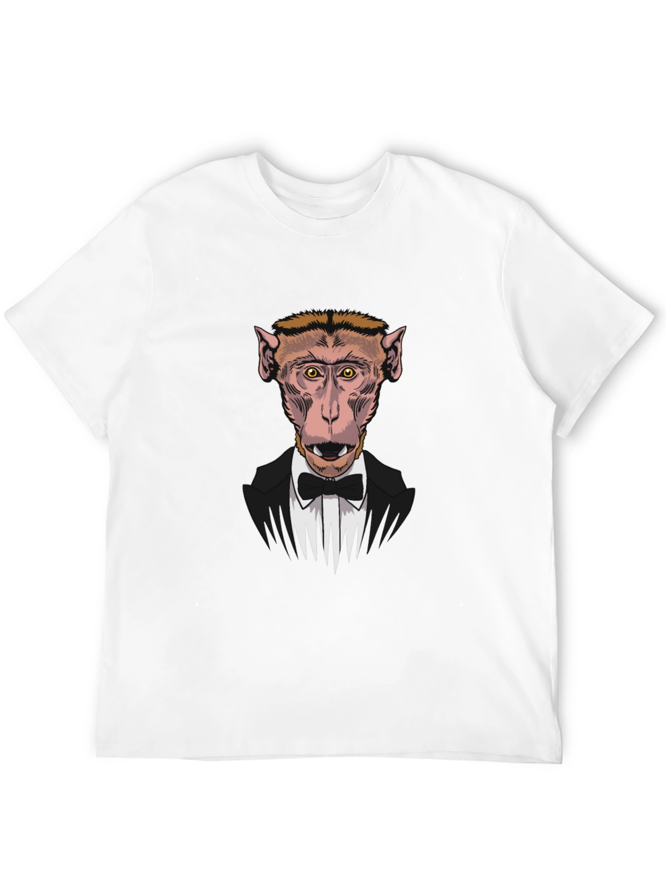 Monkey Tuxedo Graphic T-Shirt - Black Crew Neck Tee