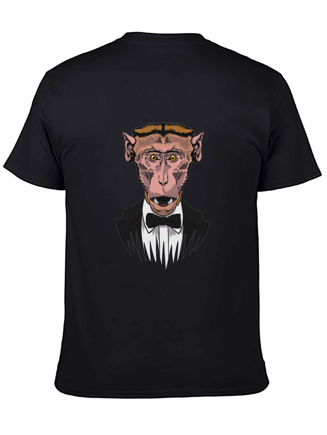 Monkey Tuxedo Graphic T-Shirt - Black Crew Neck Tee