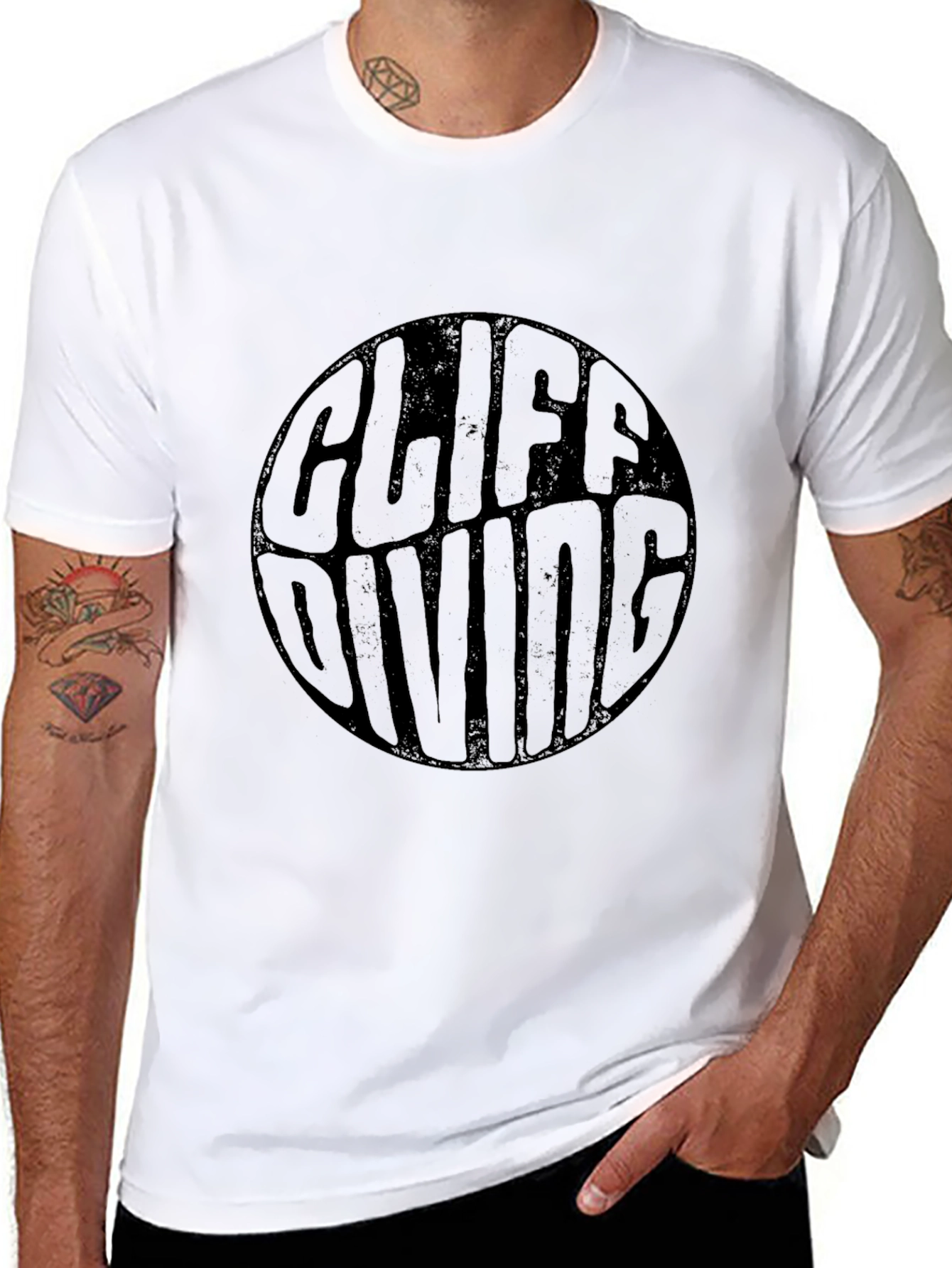 Cliff Diving Graphic Tee - Black Cotton T-Shirt
