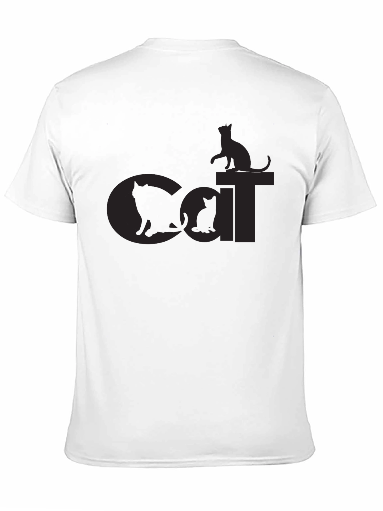 Cat Silhouette Graphic Print Black T-Shirt