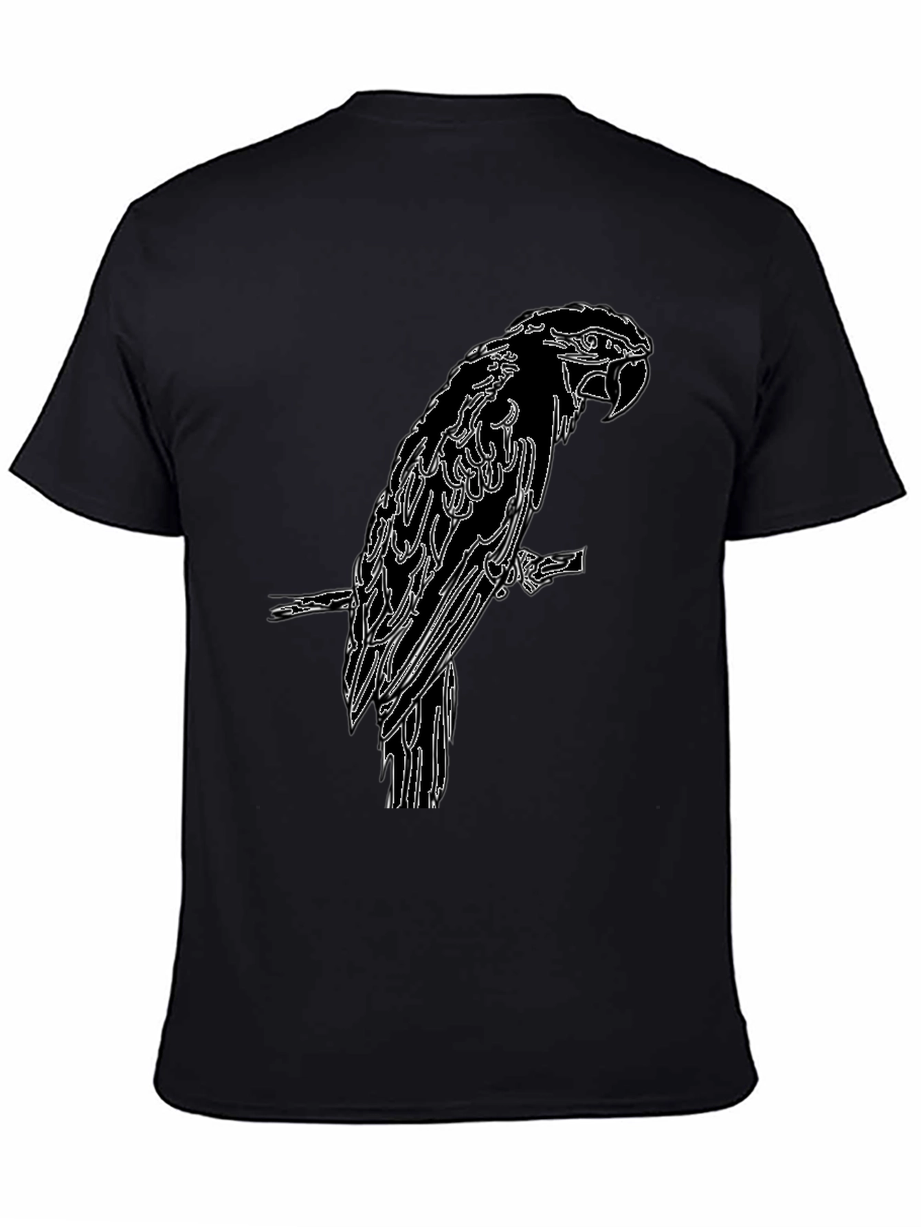 Black Parrot Outline Graphic Tee