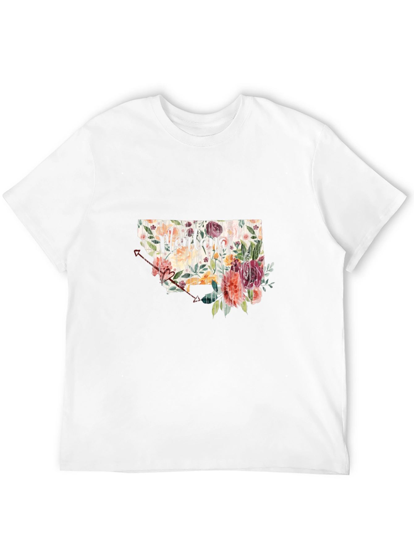 Floral Montana State Black T-Shirt