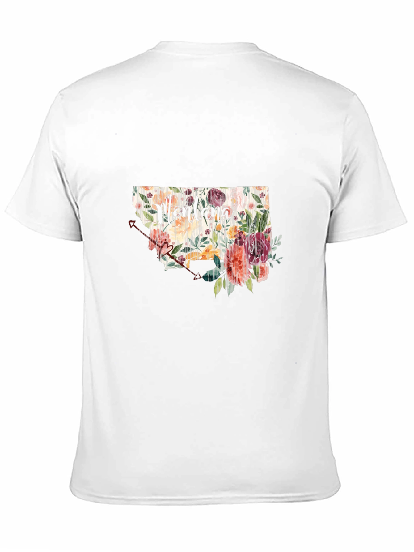 Floral Montana State Black T-Shirt