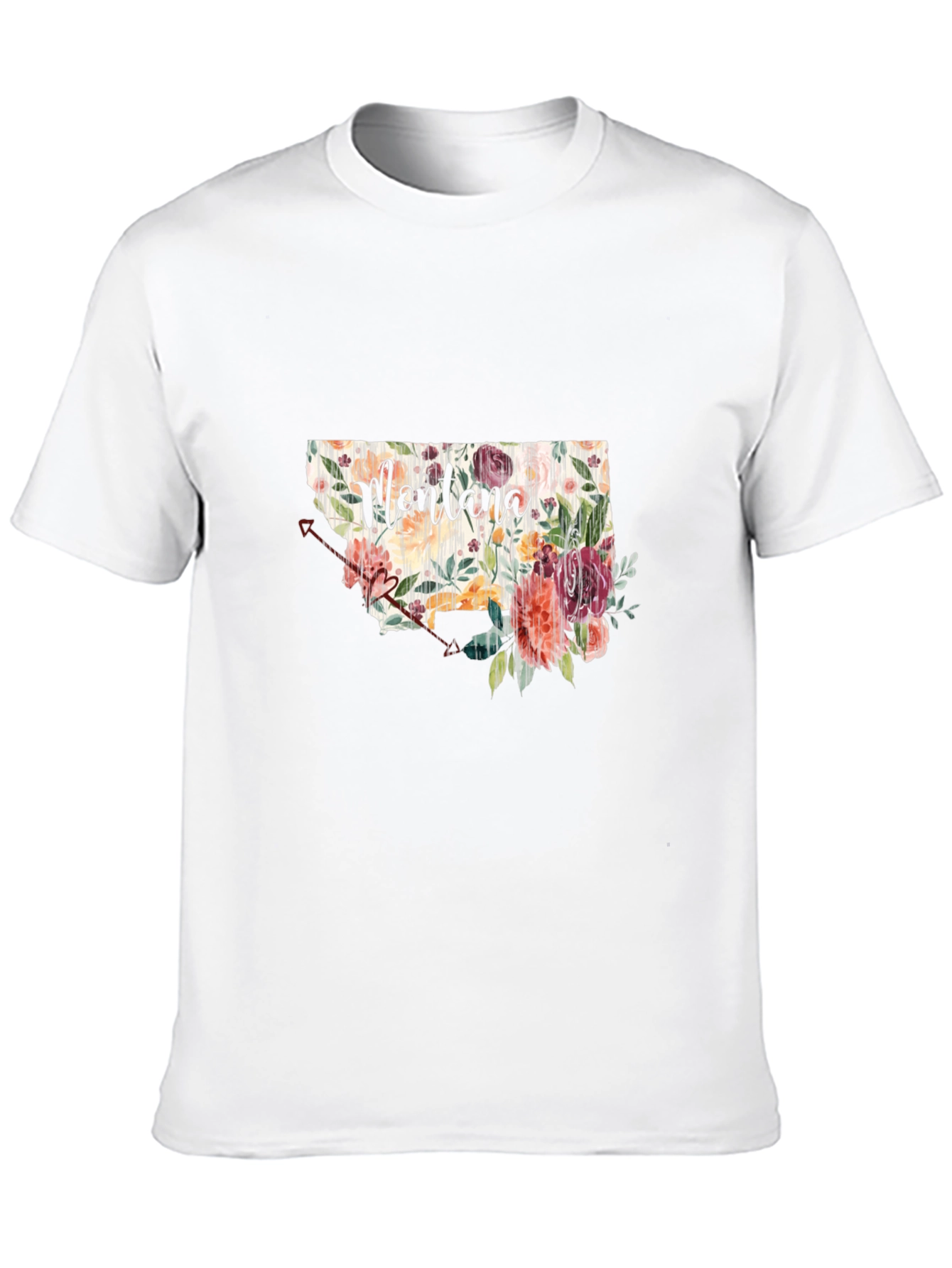 Floral Montana State Black T-Shirt