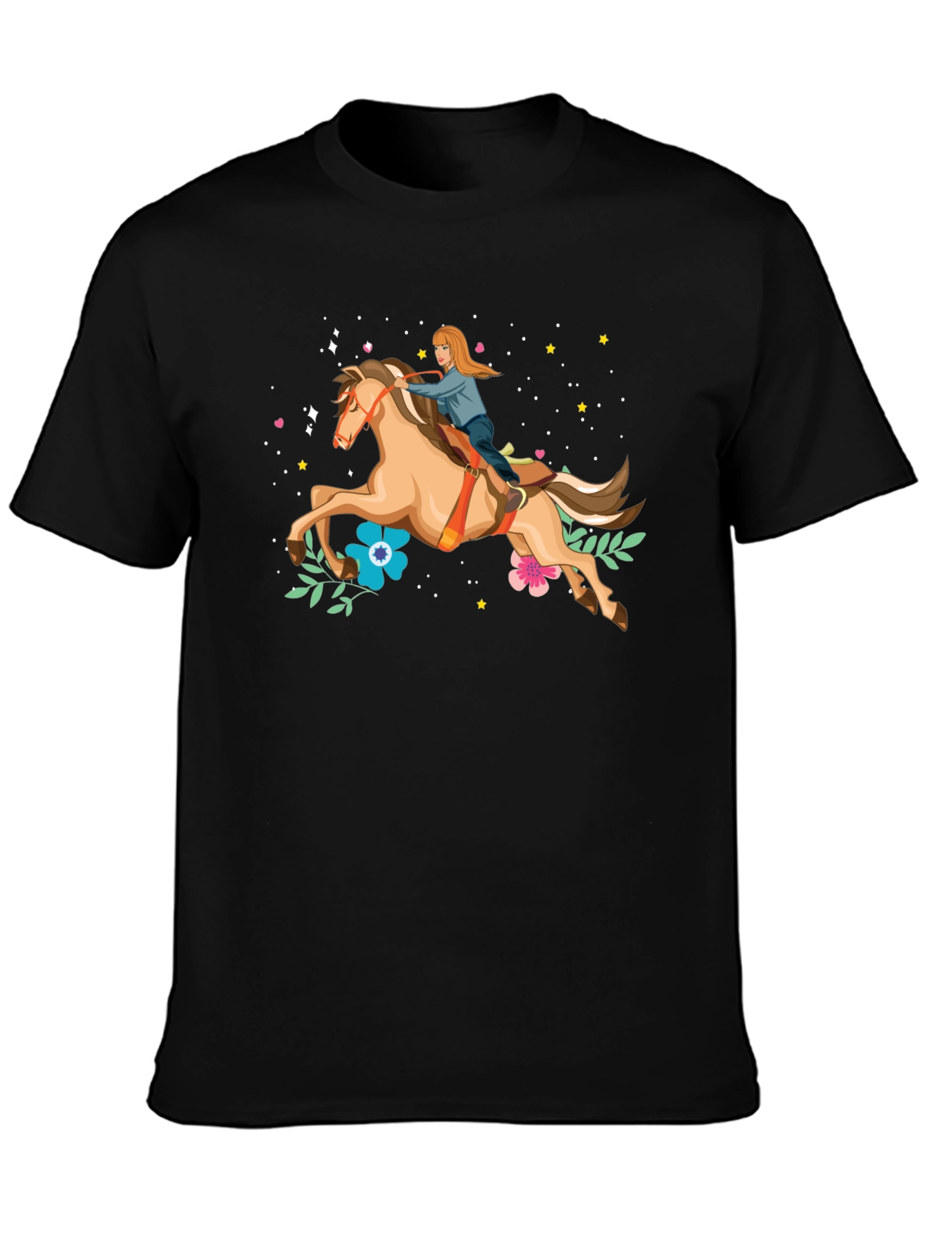 Horse Riding Graphic Tee - Black Unisex T-Shirt