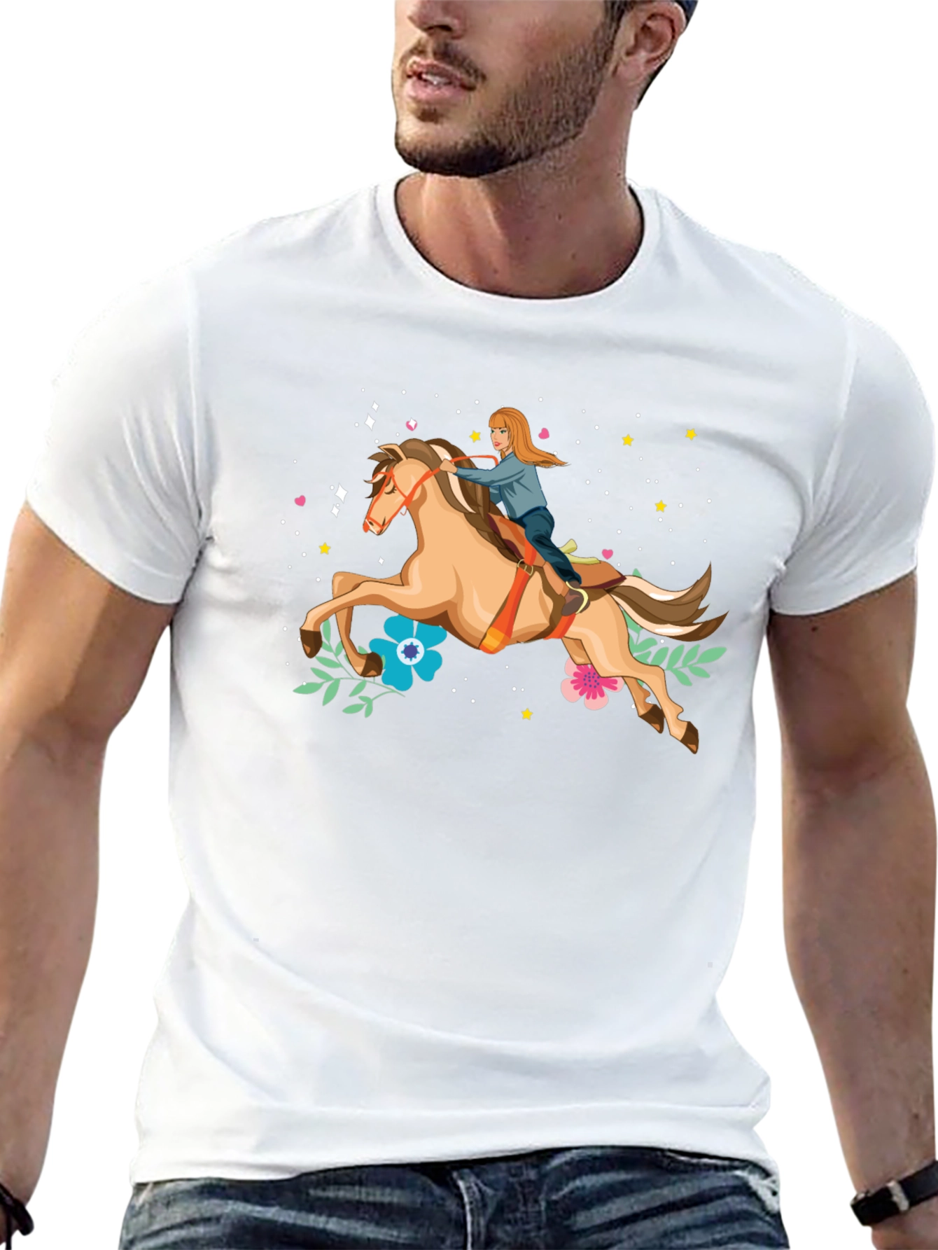 Horse Riding Graphic Tee - Black Unisex T-Shirt