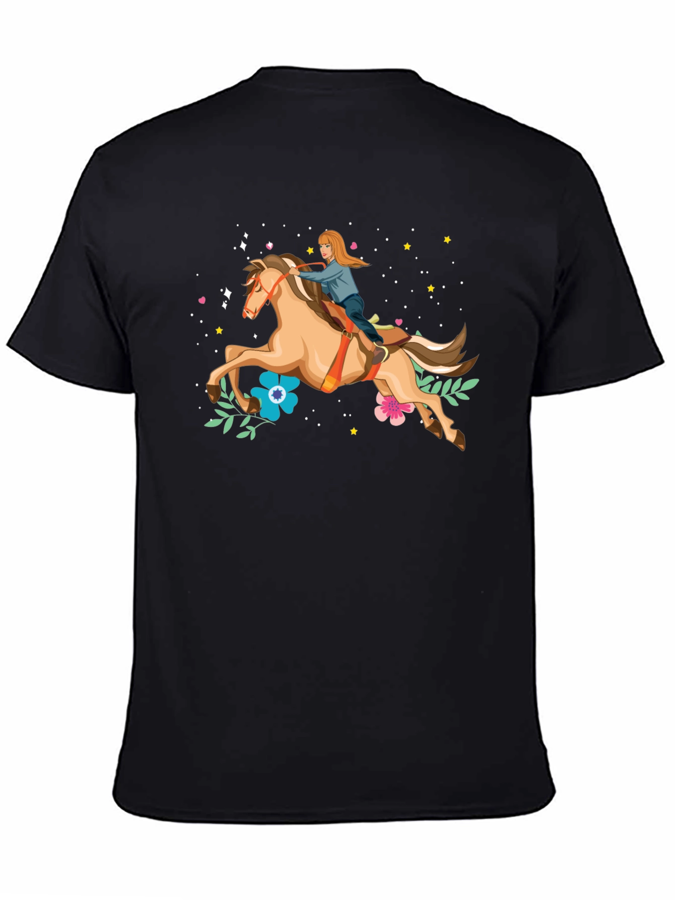 Horse Riding Graphic Tee - Black Unisex T-Shirt