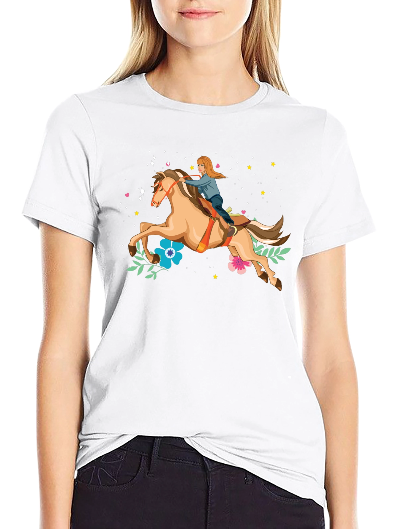 Horse Riding Graphic Tee - Black Unisex T-Shirt