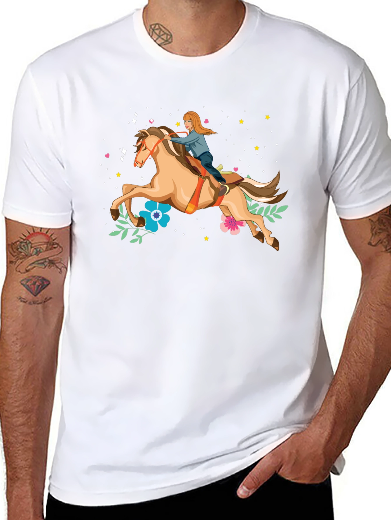 Horse Riding Graphic Tee - Black Unisex T-Shirt