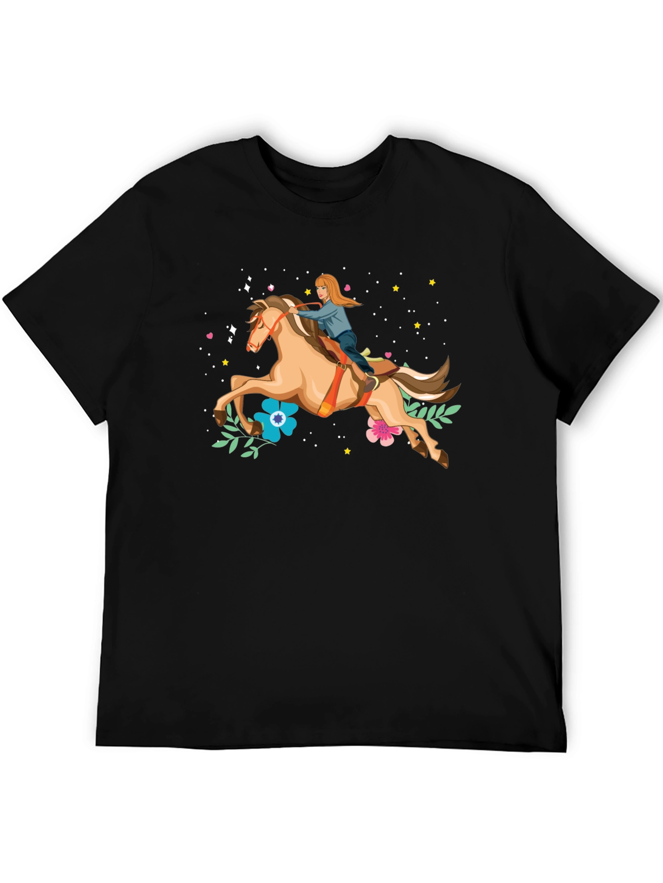 Horse Riding Graphic Tee - Black Unisex T-Shirt