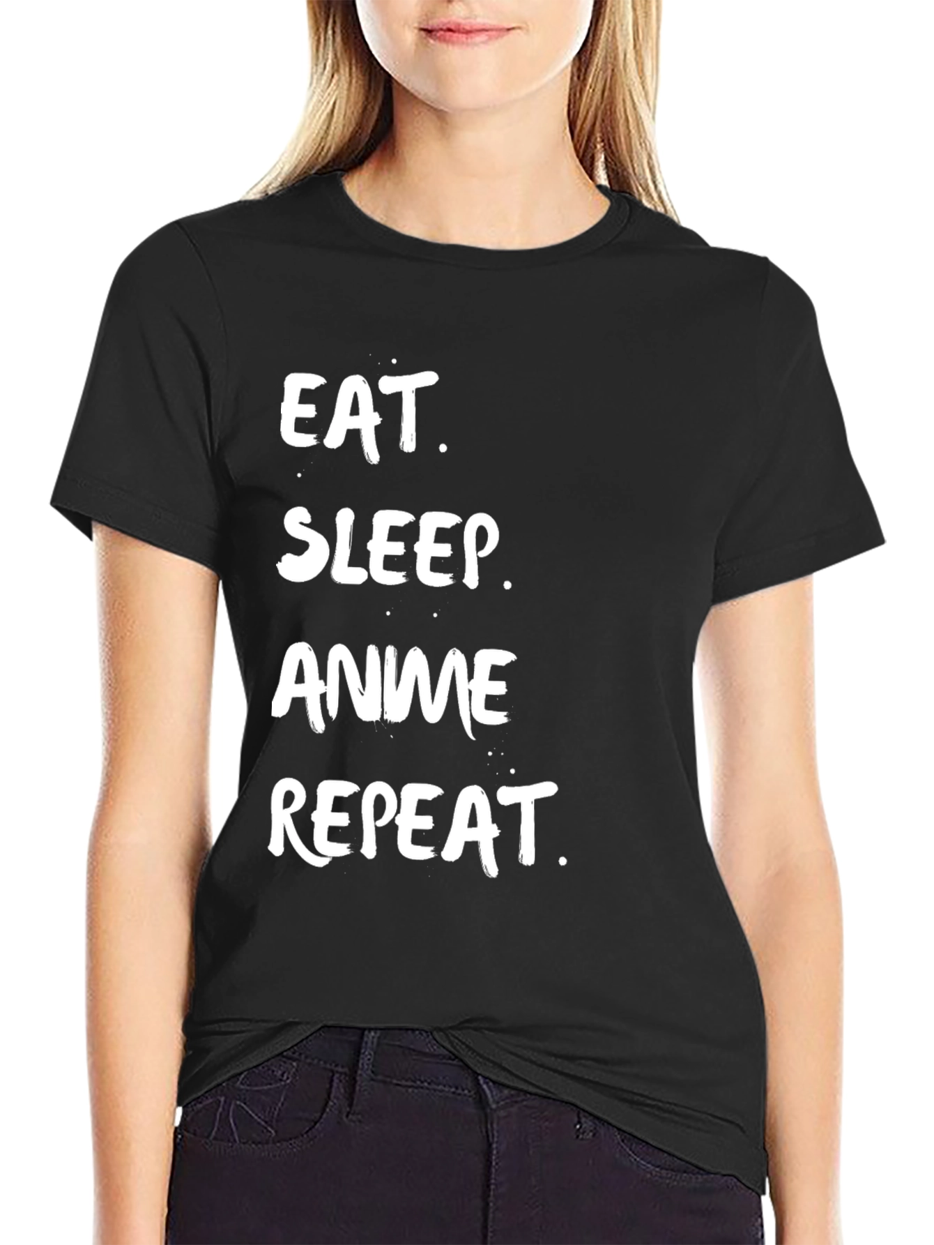 Eat Sleep Anime Repeat Black T-Shirt