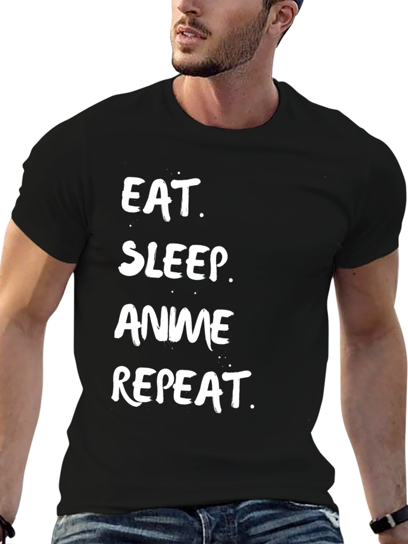 Eat Sleep Anime Repeat Black T-Shirt