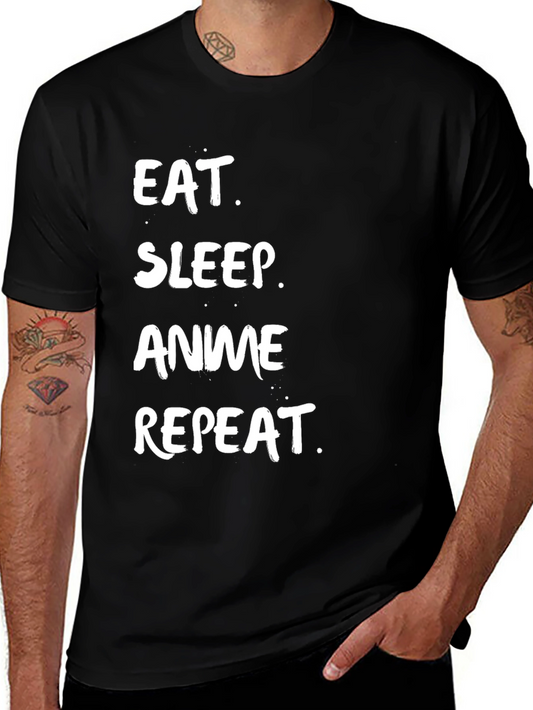 Eat Sleep Anime Repeat Black T-Shirt