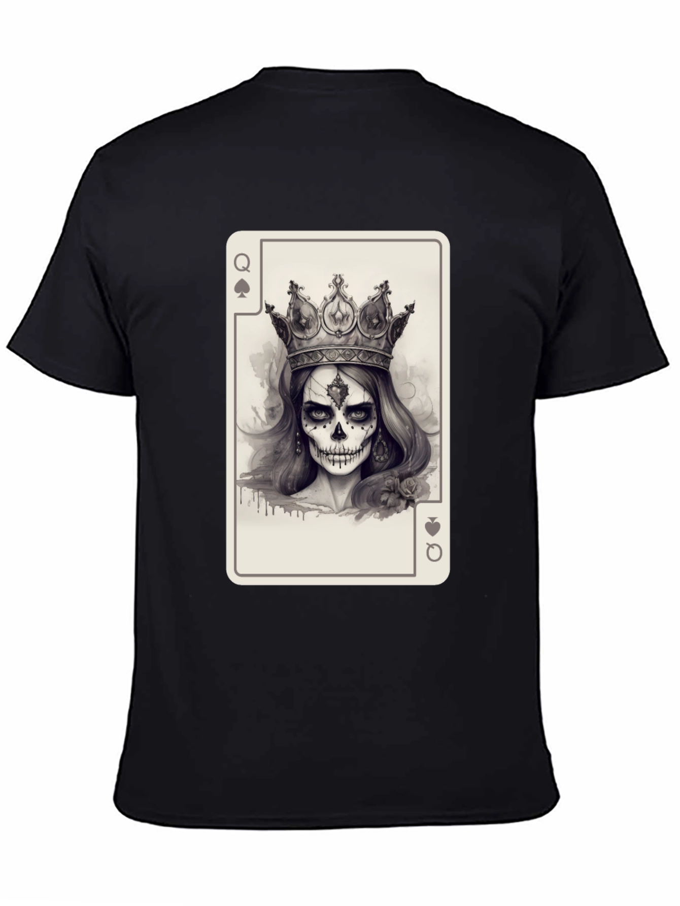 Queen of Spades Skull T-Shirt - Black
