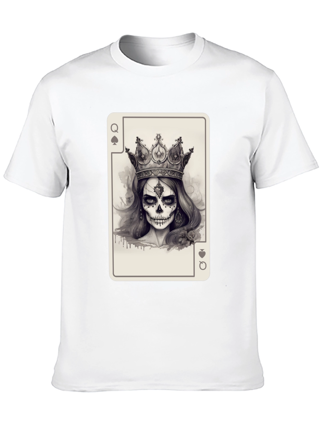 Queen of Spades Skull T-Shirt - Black