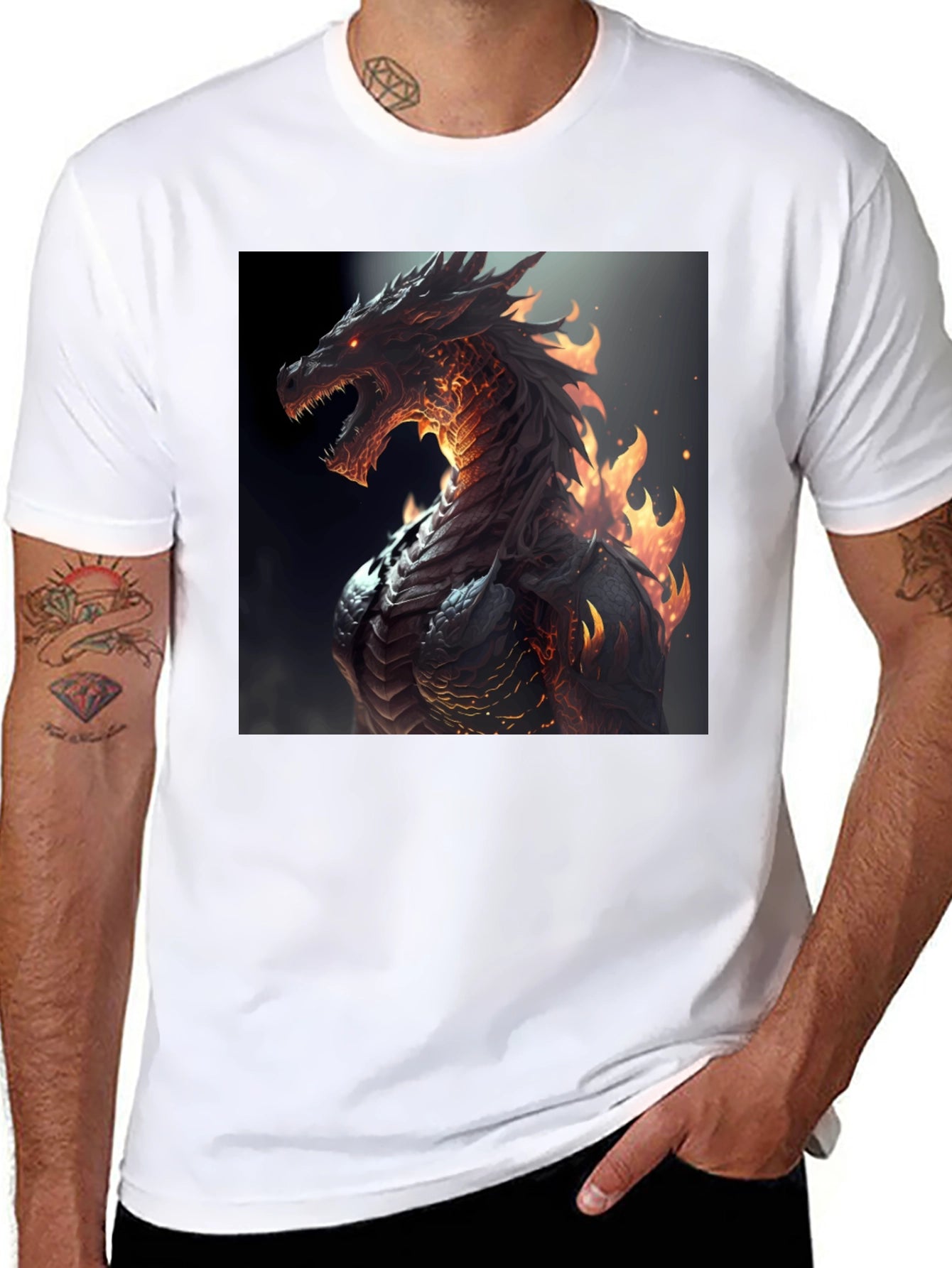 Fiery Dragon Graphic Black T-Shirt