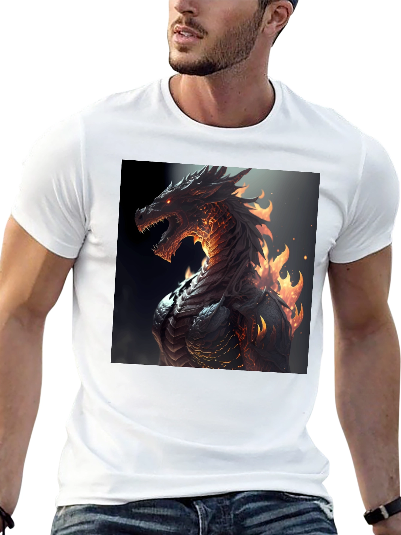 Fiery Dragon Graphic Black T-Shirt