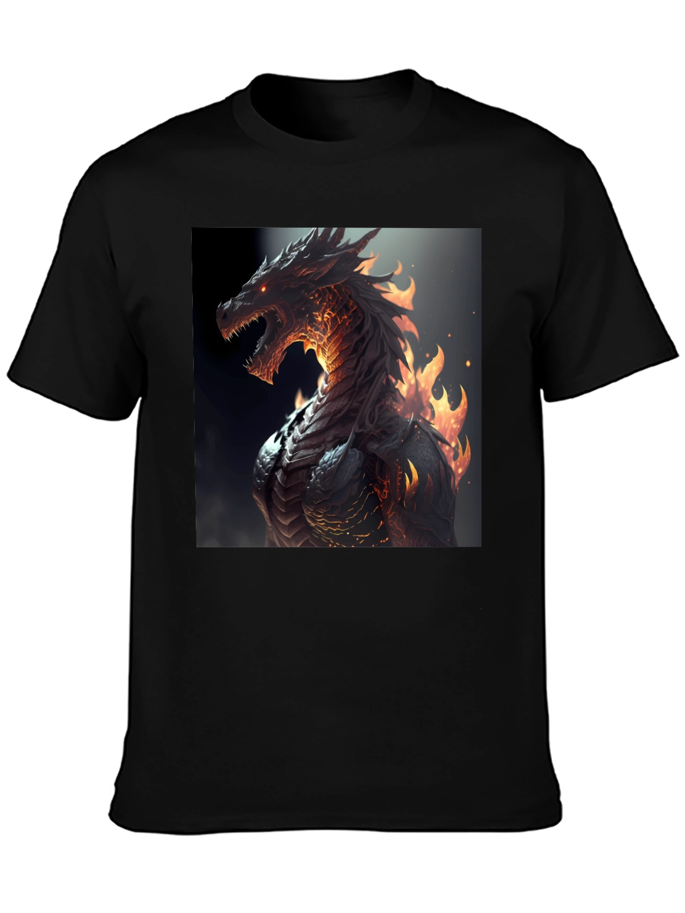 Fiery Dragon Graphic Black T-Shirt