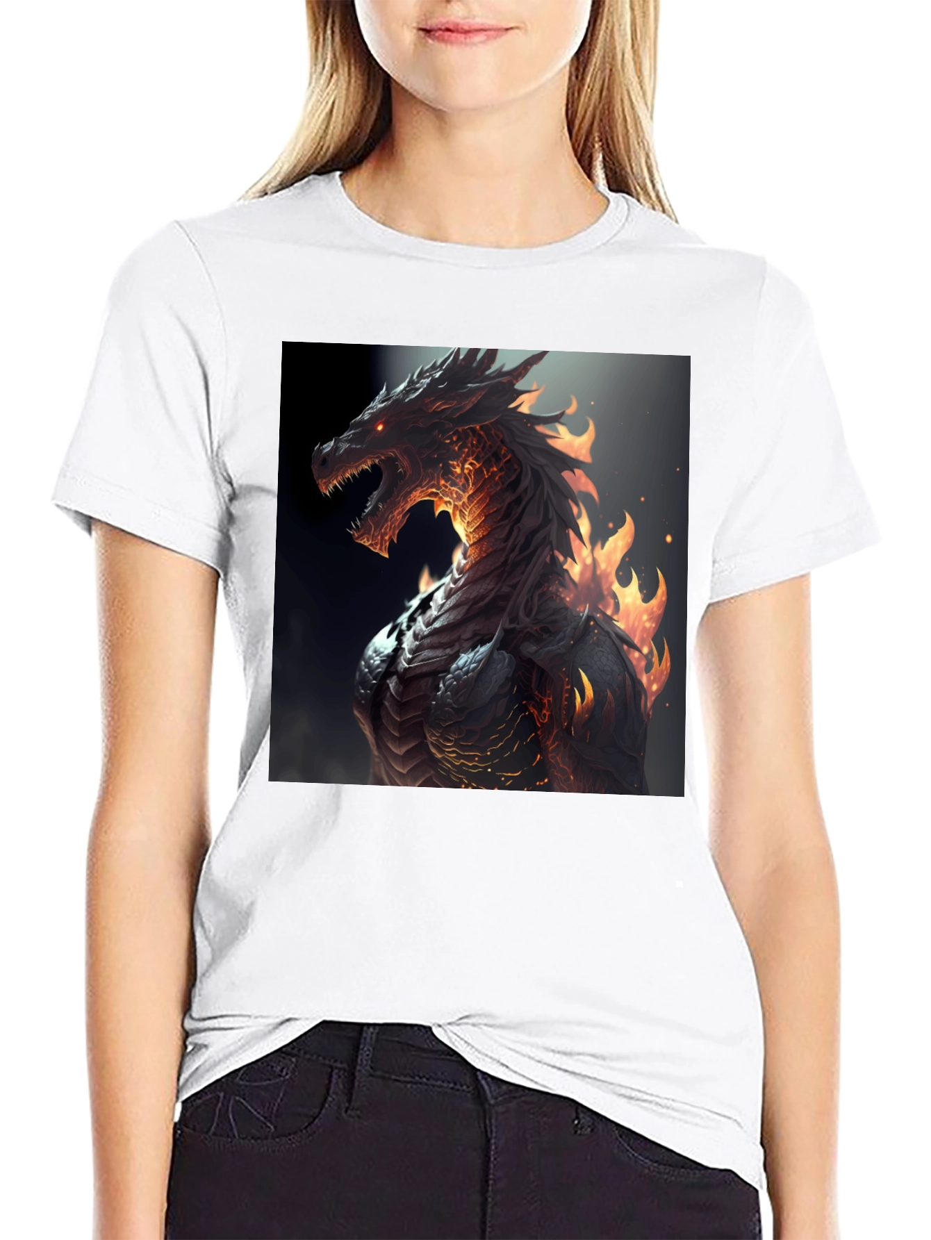 Fiery Dragon Graphic Black T-Shirt