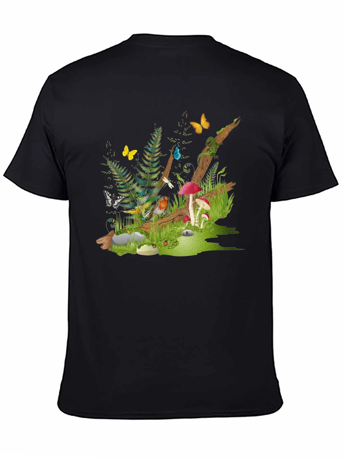 Enchanted Forest Tee - Nature Graphic Black T-Shirt