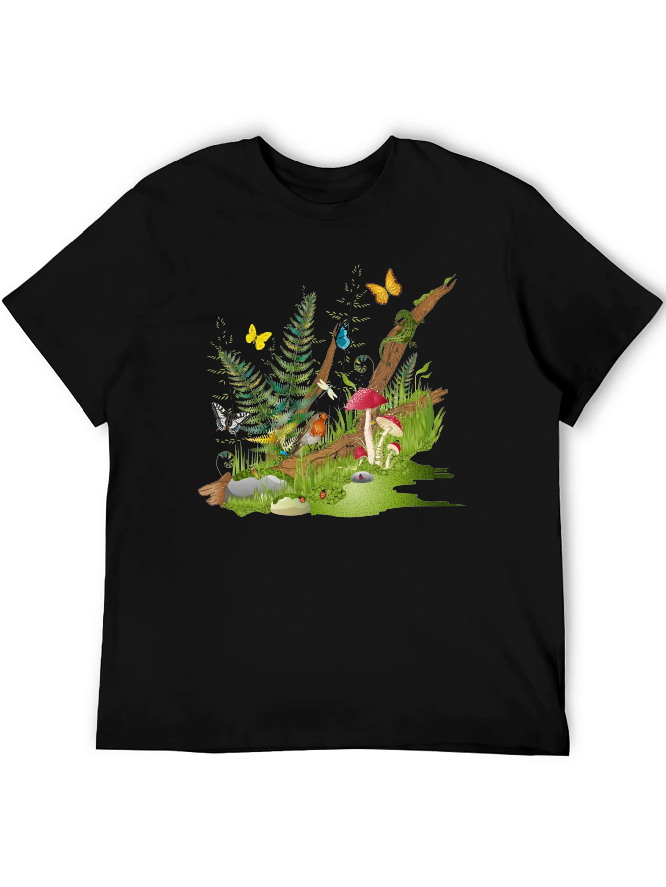Enchanted Forest Tee - Nature Graphic Black T-Shirt