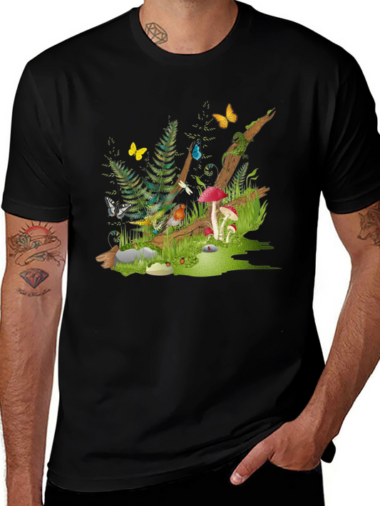 Enchanted Forest Tee - Nature Graphic Black T-Shirt