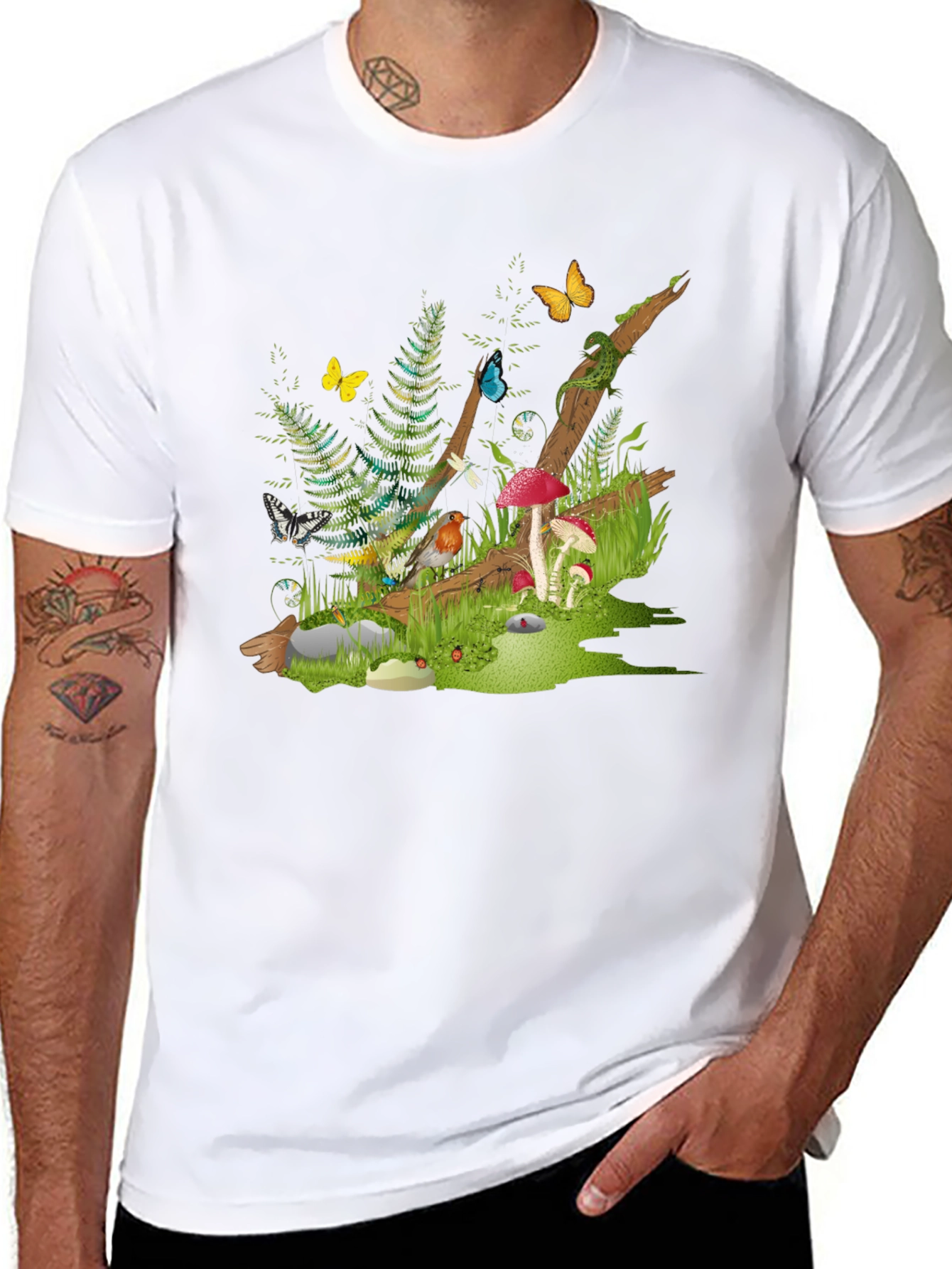 Enchanted Forest Tee - Nature Graphic Black T-Shirt