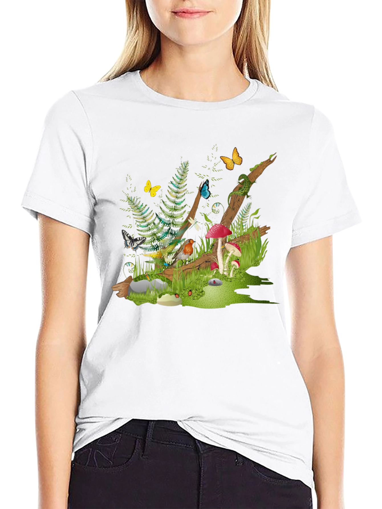 Enchanted Forest Tee - Nature Graphic Black T-Shirt