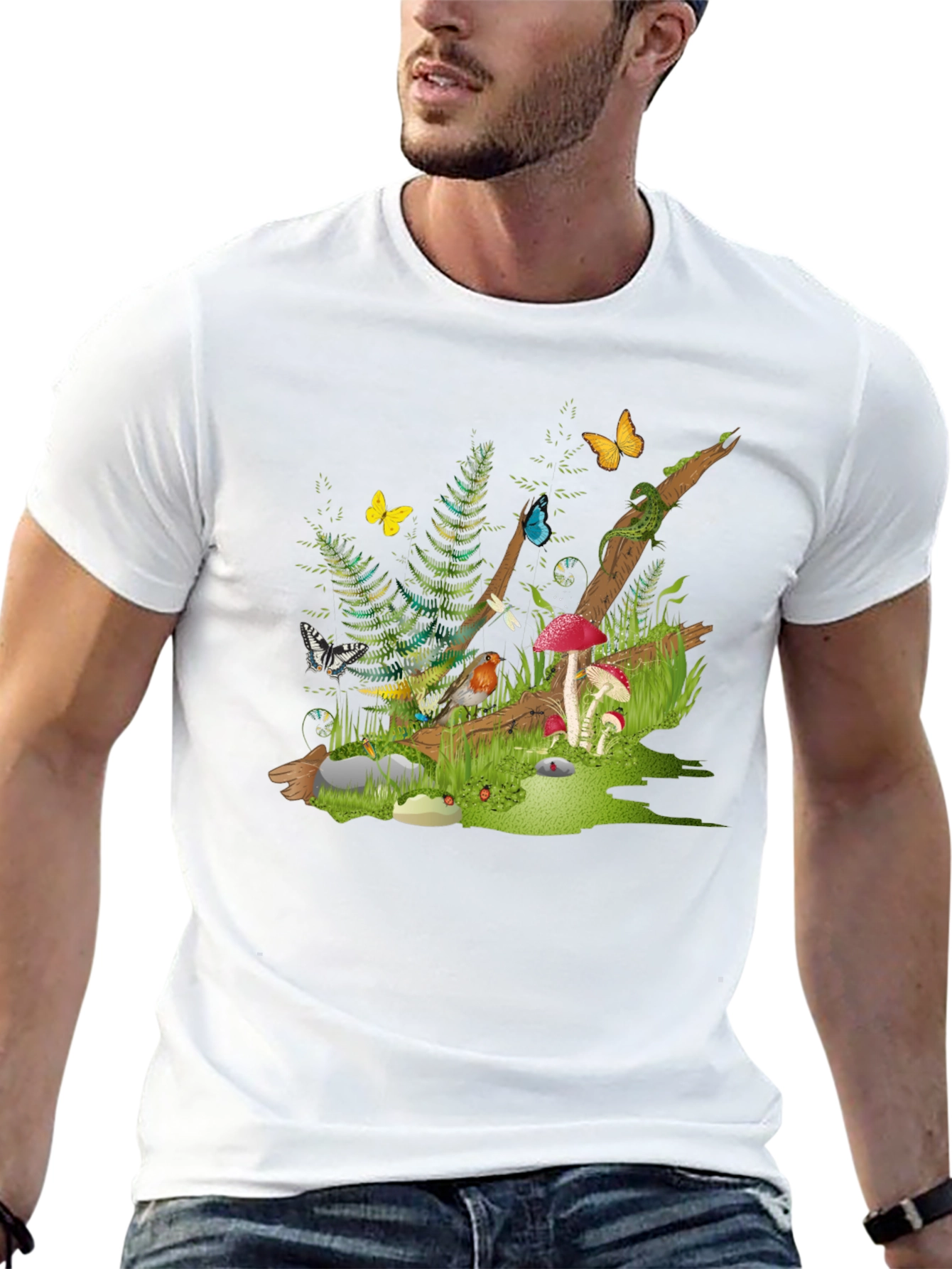 Enchanted Forest Tee - Nature Graphic Black T-Shirt