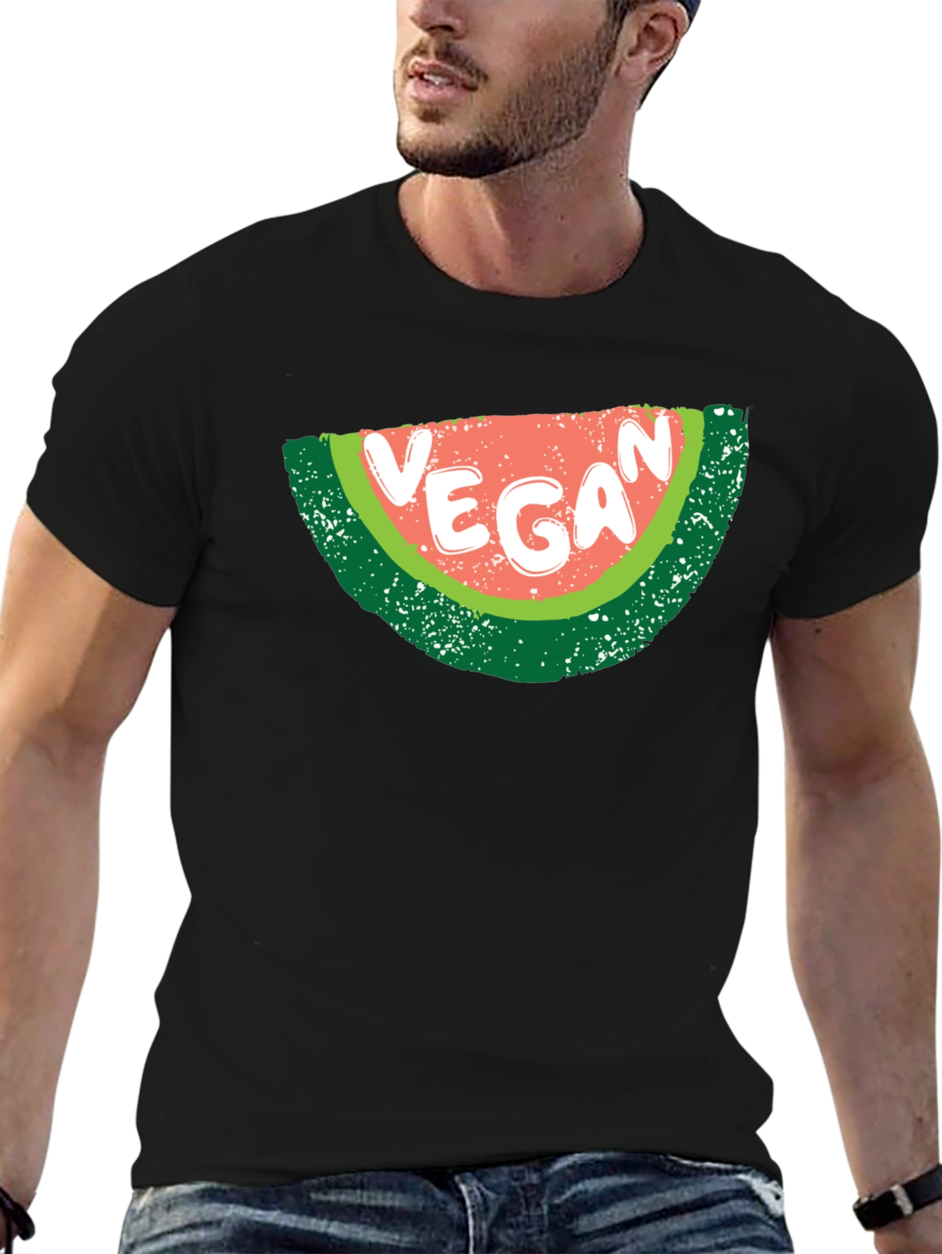 Vegan Watermelon Graphic T-Shirt - Unisex Black Tee