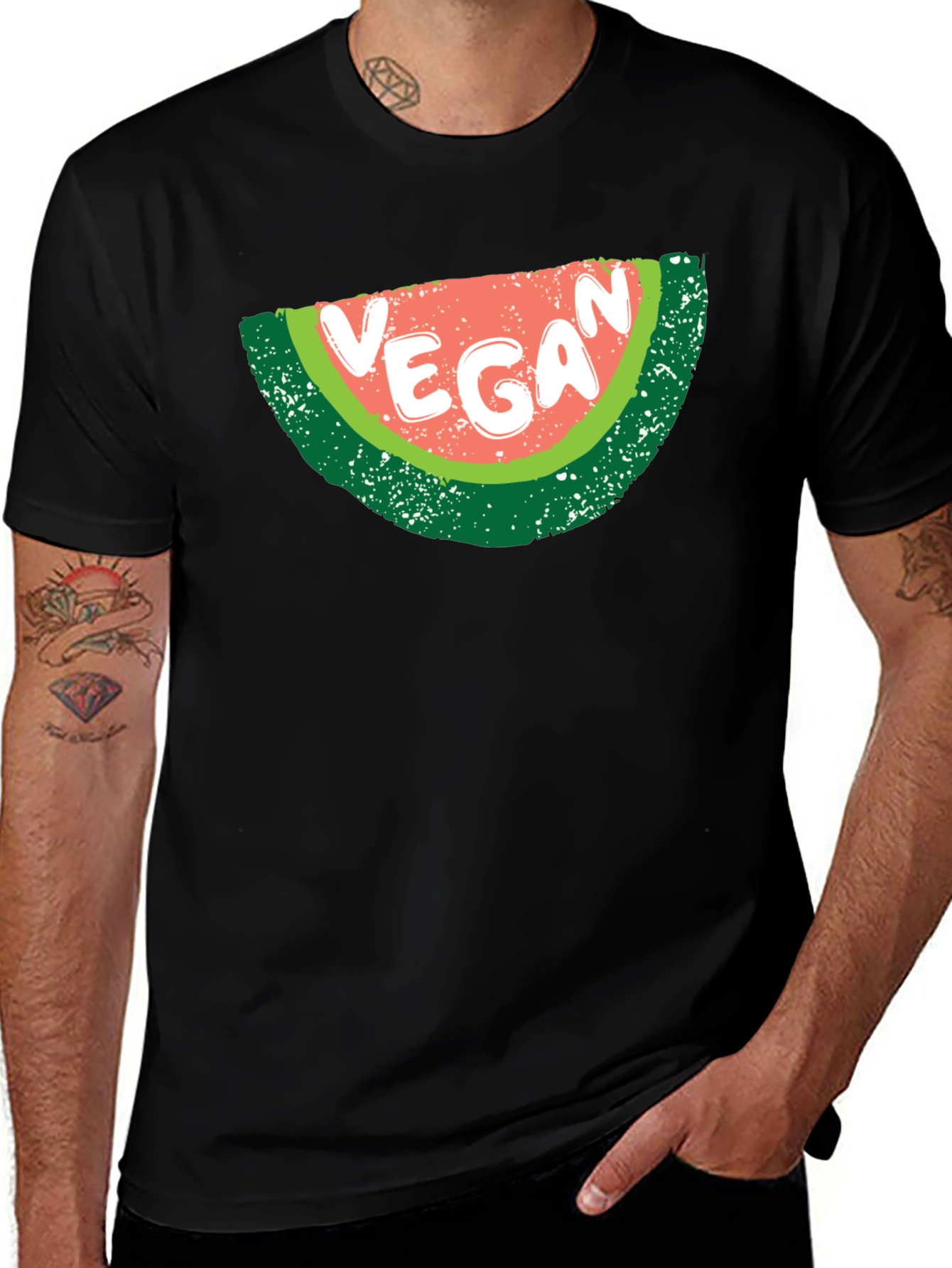 Vegan Watermelon Graphic T-Shirt - Unisex Black Tee