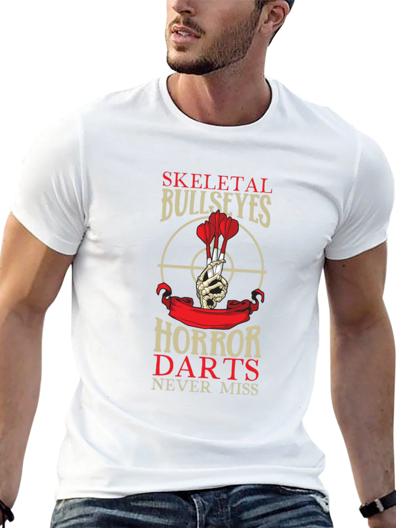 Skeletal Bullseyes Horror Darts Black T-Shirt