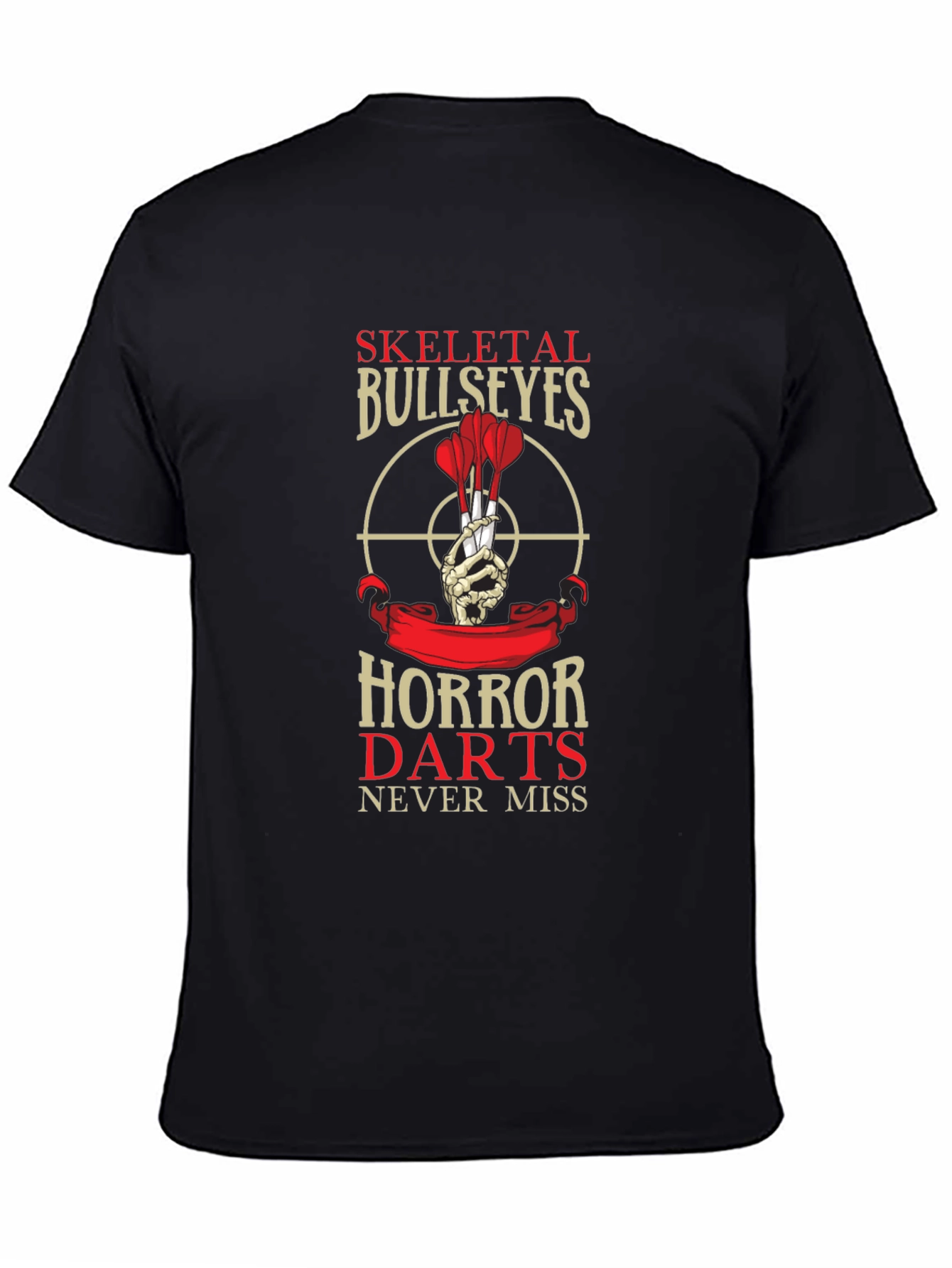 Skeletal Bullseyes Horror Darts Black T-Shirt