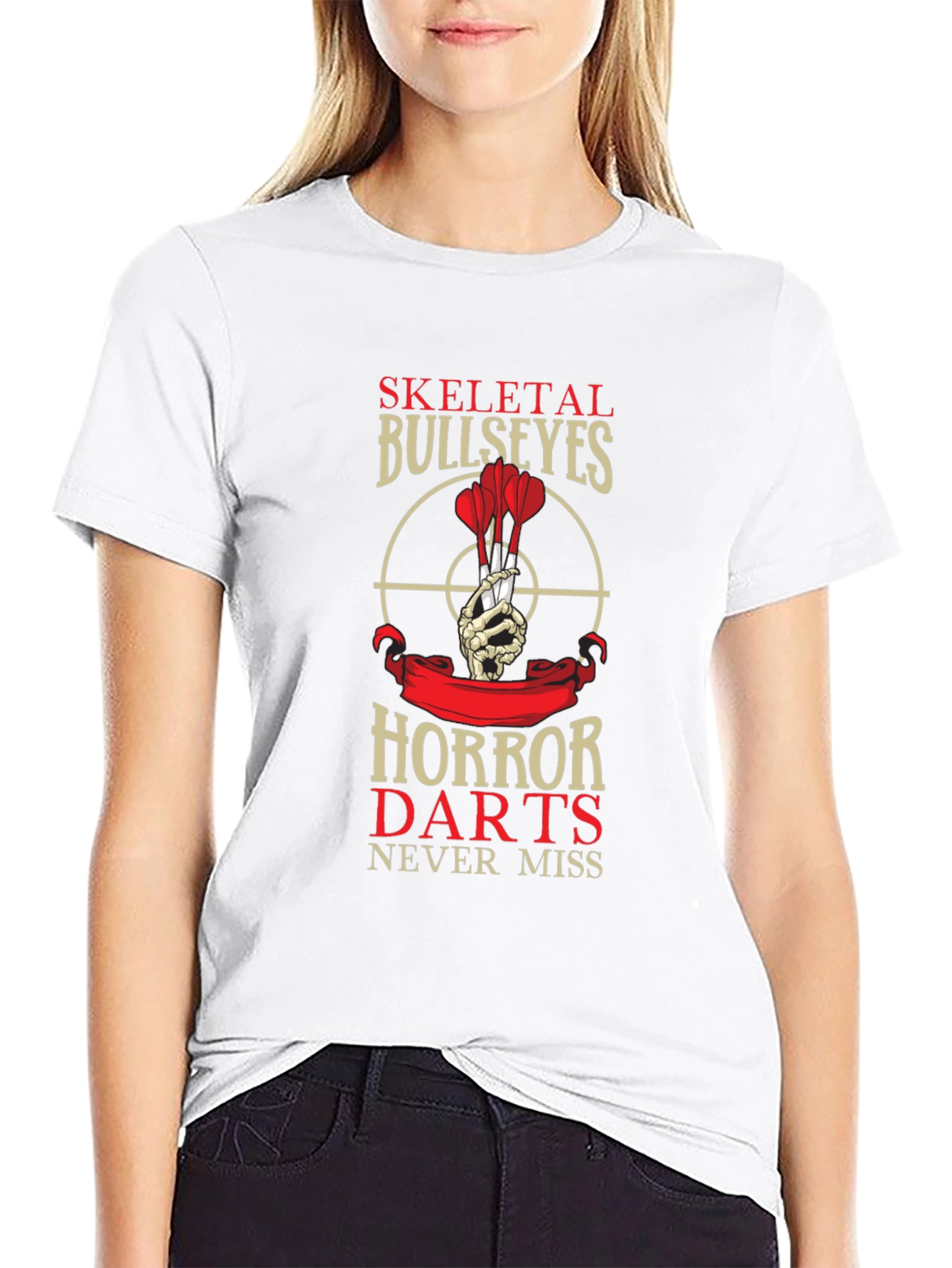 Skeletal Bullseyes Horror Darts Black T-Shirt