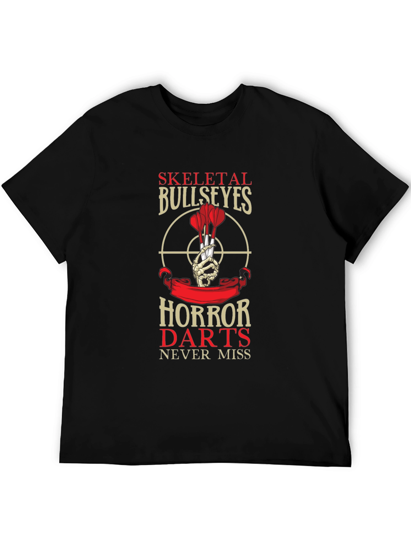Skeletal Bullseyes Horror Darts Black T-Shirt