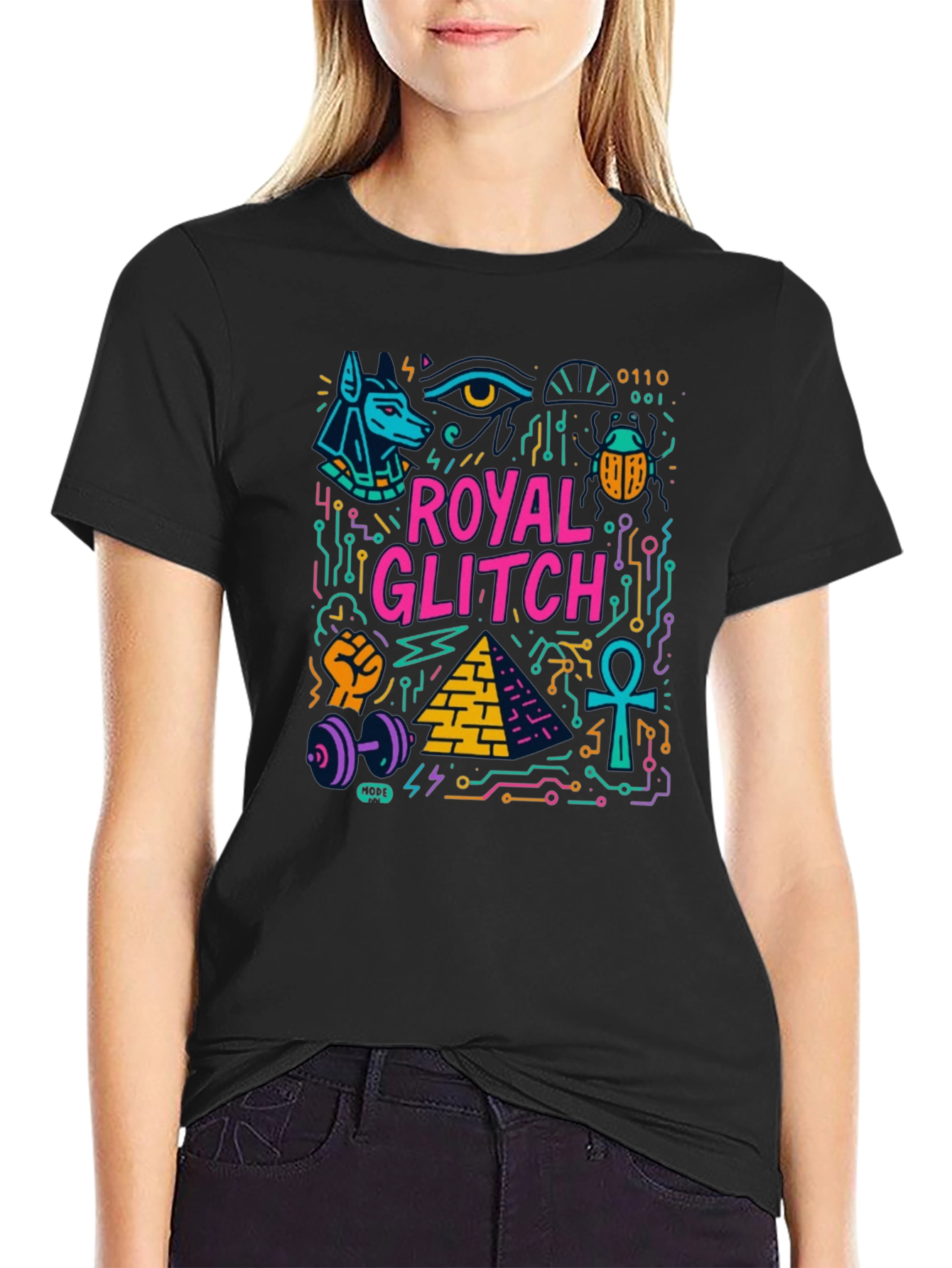 Royal Glitch Graphic Print T-Shirt - Modern Egypt