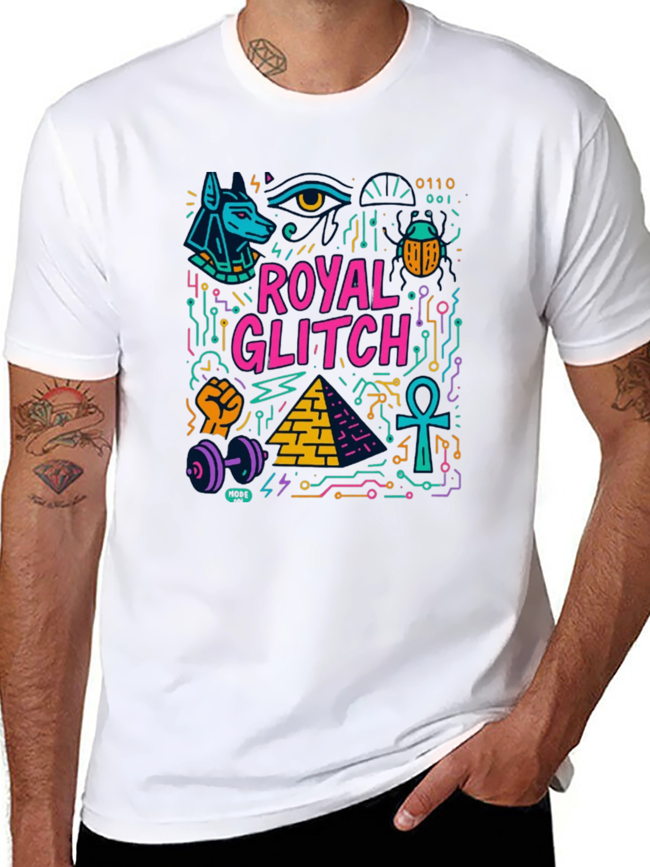 Royal Glitch Graphic Print T-Shirt - Modern Egypt